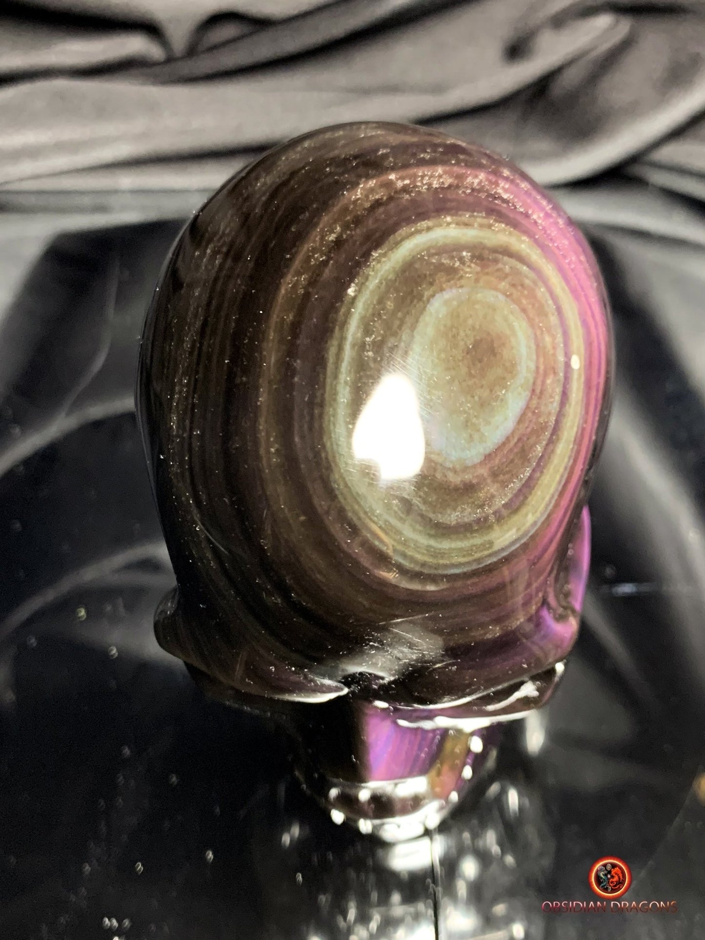 Crâne en obsidienne œil céleste – Objet rare et spirituel | obsidian dragons
