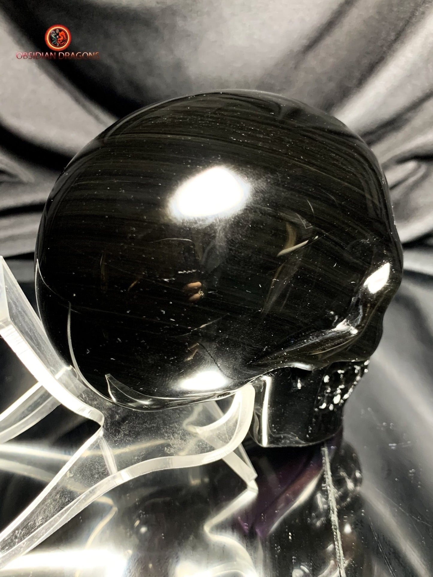 Crâne en obsidienne œil céleste – Objet rare et spirituel | obsidian dragons
