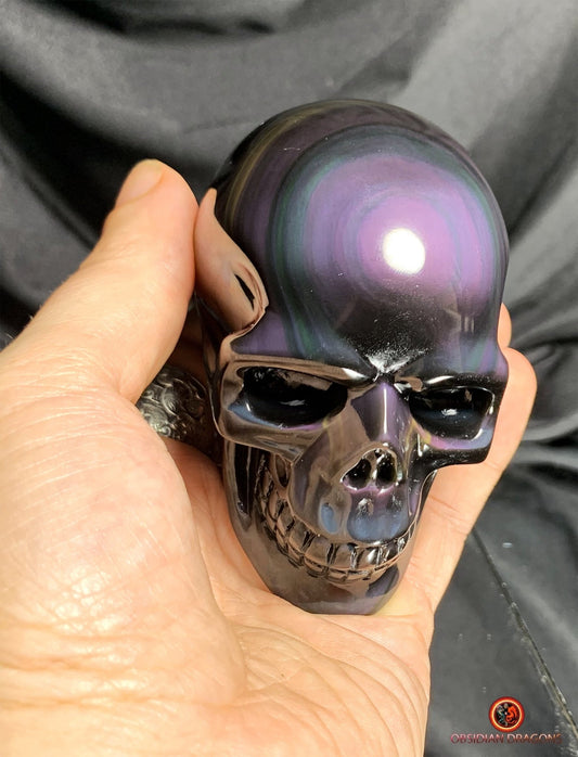 Crâne en obsidienne œil céleste- Pièce rare et unique | obsidian dragons
