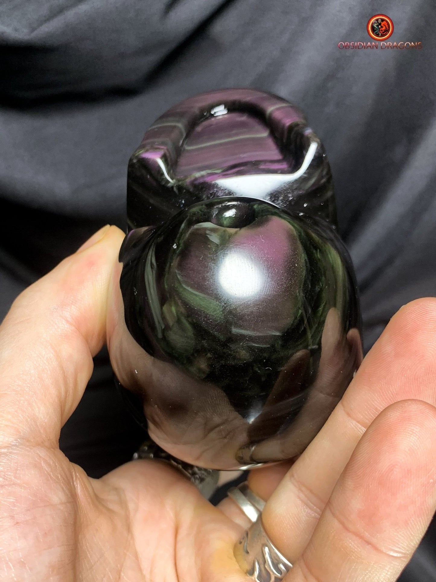 Crâne en obsidienne œil céleste- Pièce unique de collection | obsidian dragons