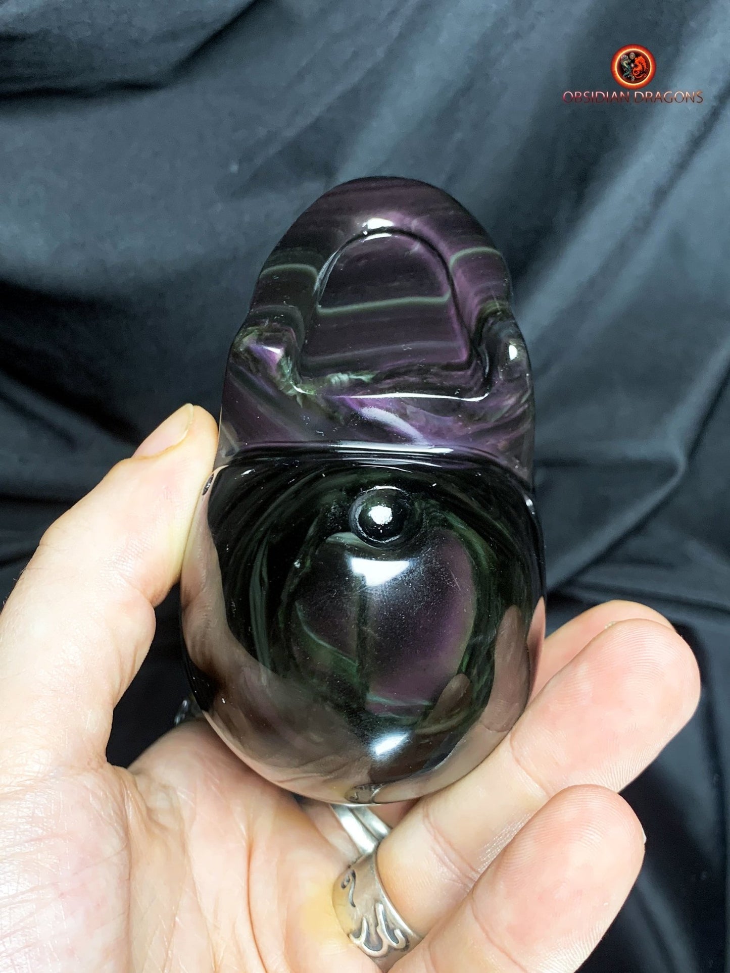 Crâne en obsidienne œil céleste- Pièce unique de collection | obsidian dragons