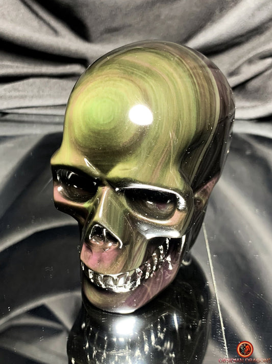 Crâne en obsidienne œil céleste- Pièce unique de collection | obsidian dragons