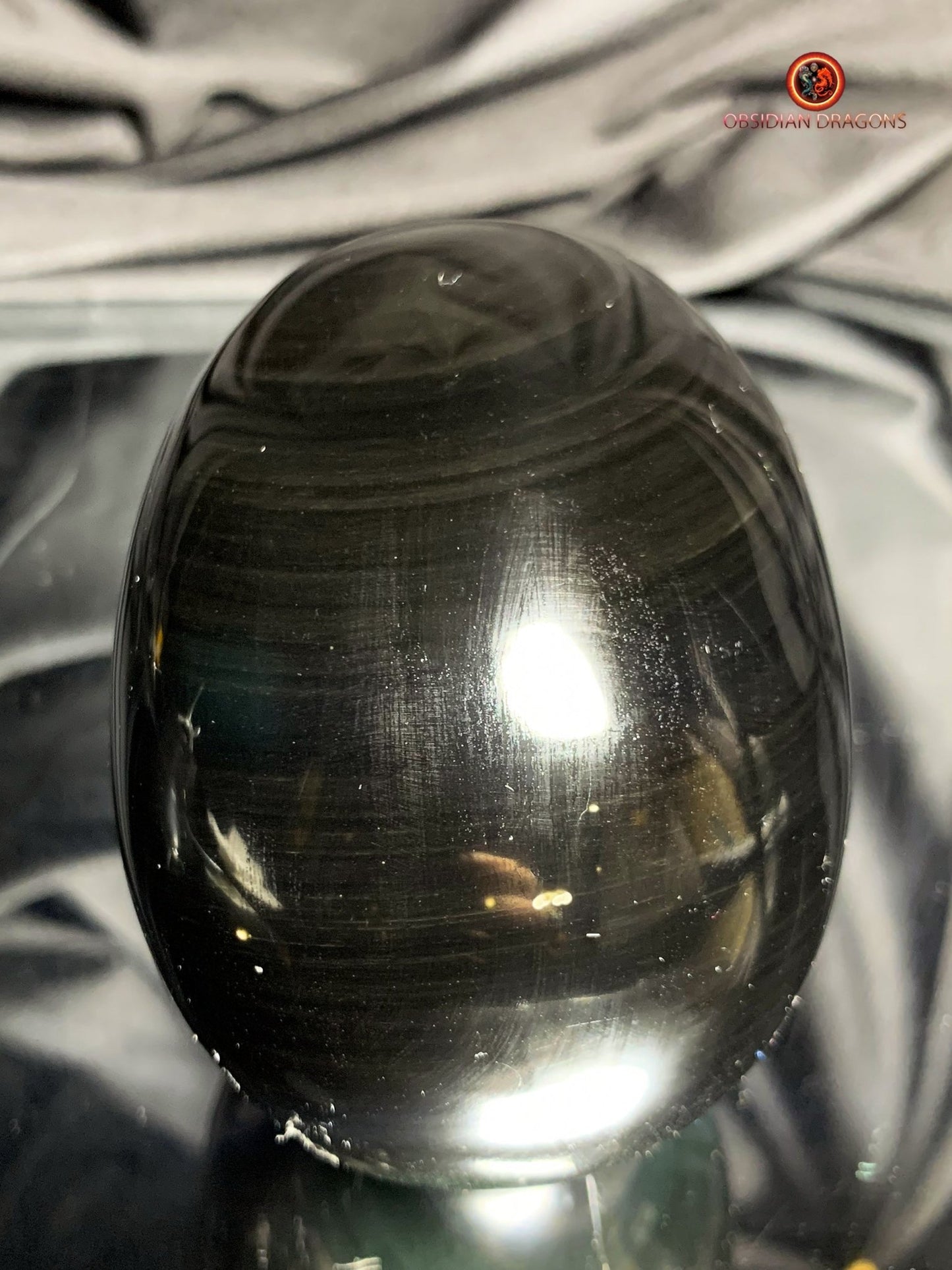 Crâne en obsidienne œil céleste - Sculpture ésotérique rare | obsidian dragons