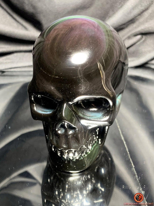 Crâne en obsidienne œil céleste- Sculpture spirituelle rare | obsidian dragons