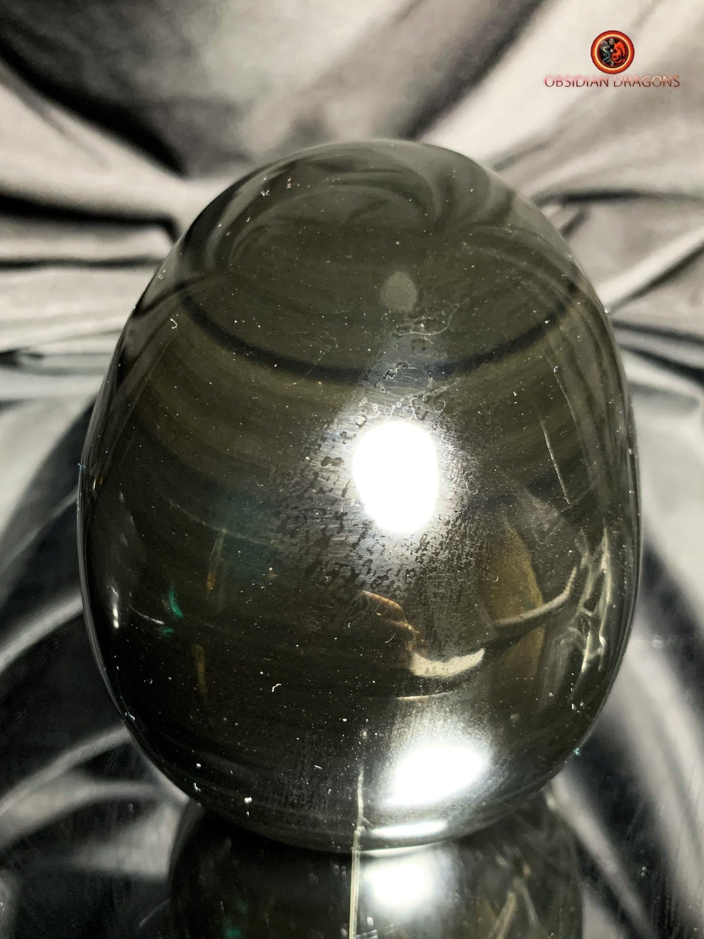Crâne en obsidienne œil céleste - Sculpture spirituelle rare | obsidian dragons