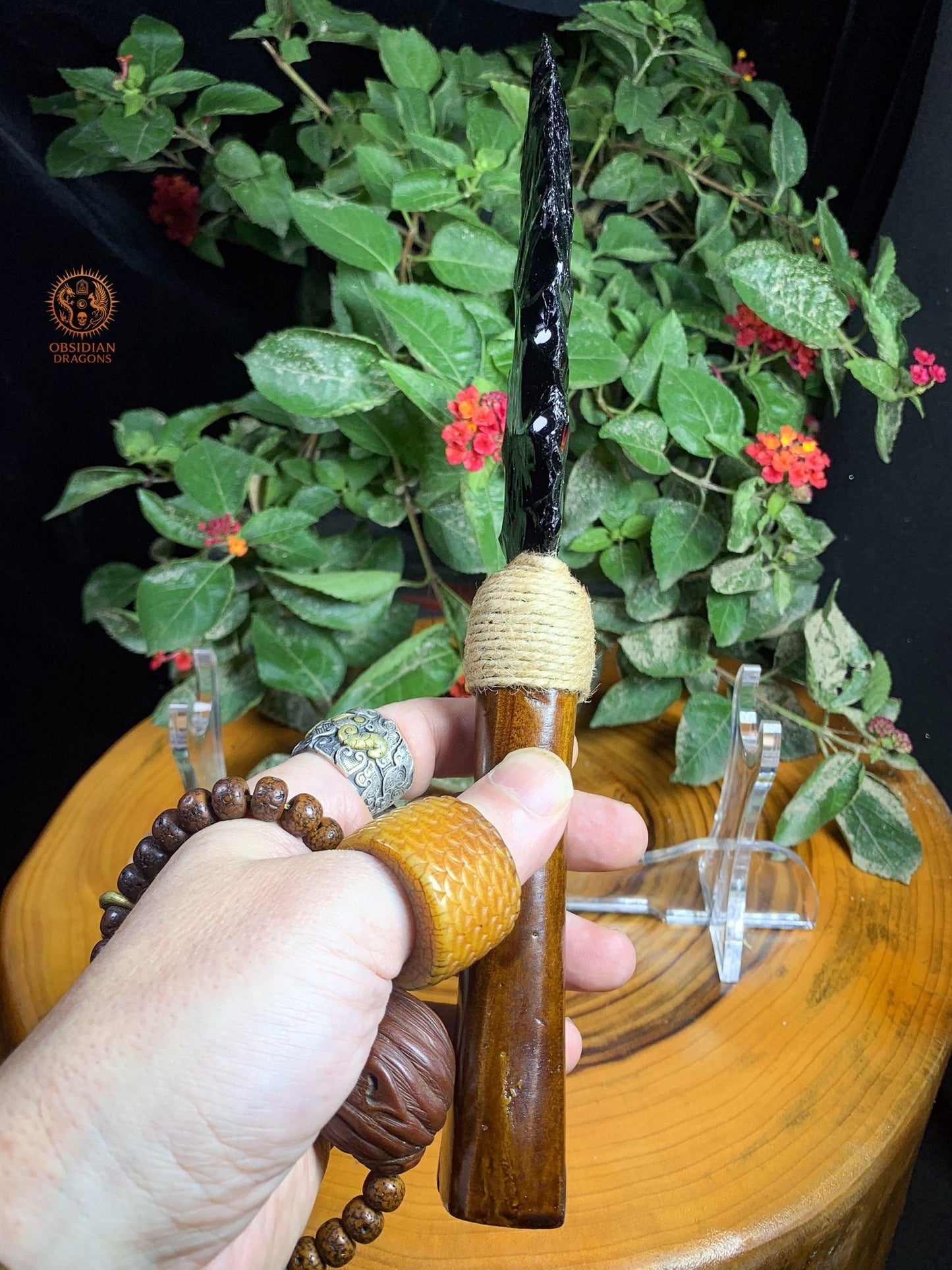 Dague en Obsidienne Noire Naturelle – Percer l’Illusion - obsidian dragons