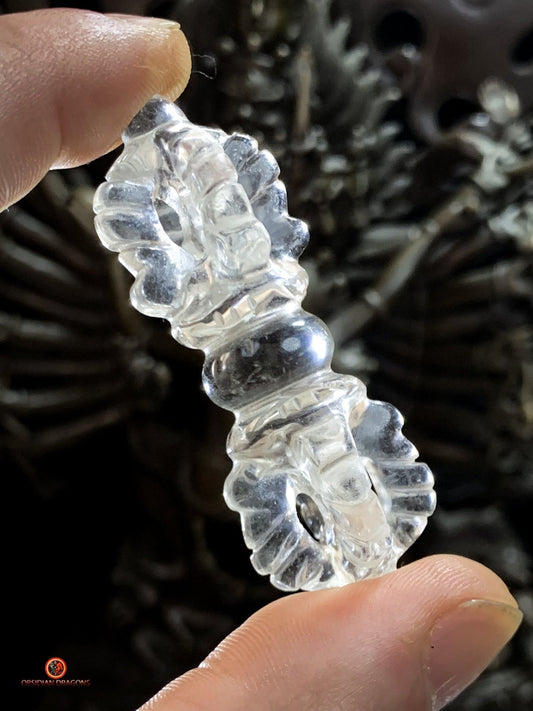 Dorje en Cristal de Roche Himalayen - Qualité Gemme | obsidian dragons