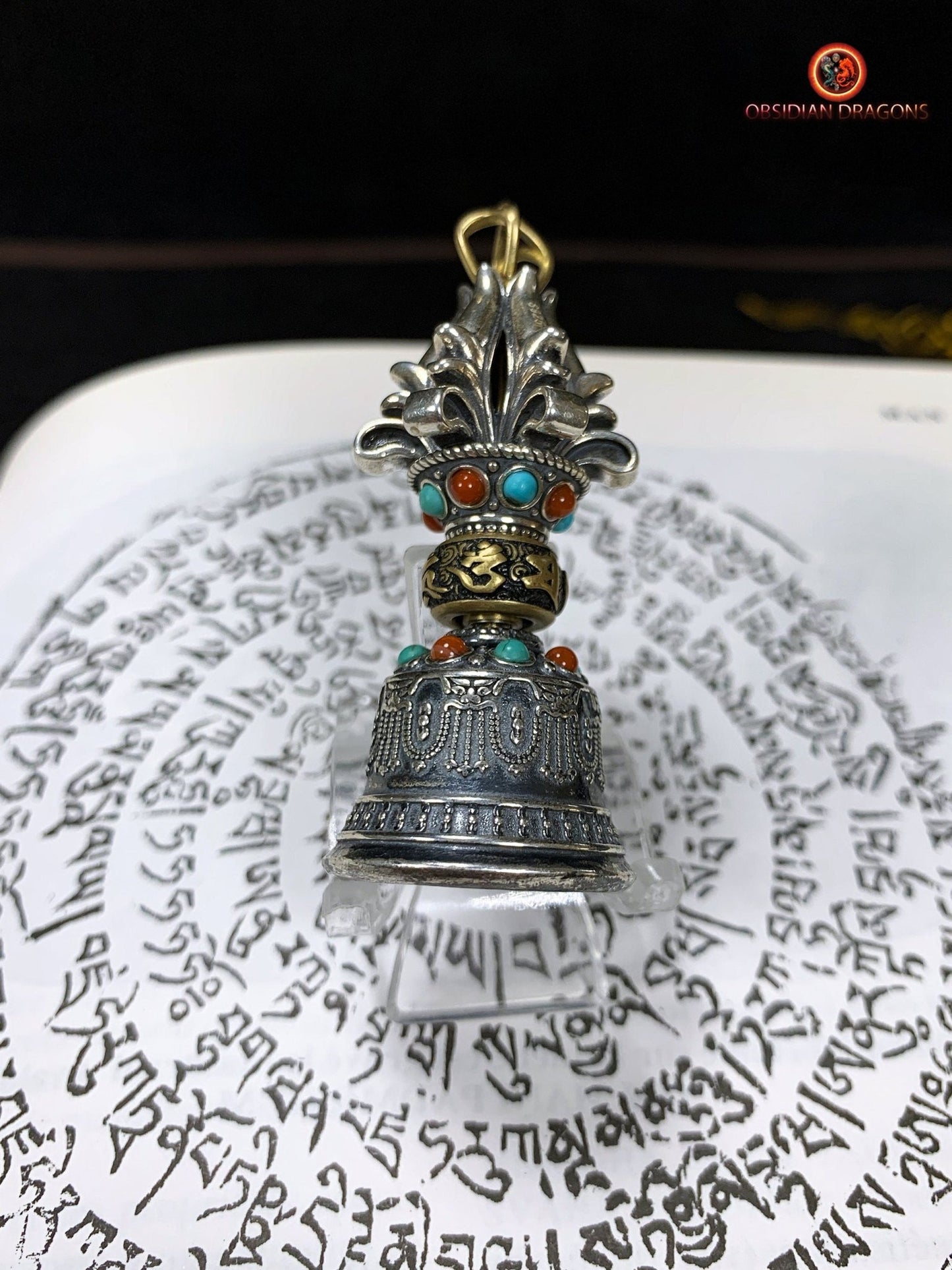 Dorje et Drilbou en Argent - Amulettes Rituelles Tibétaines - obsidian dragons