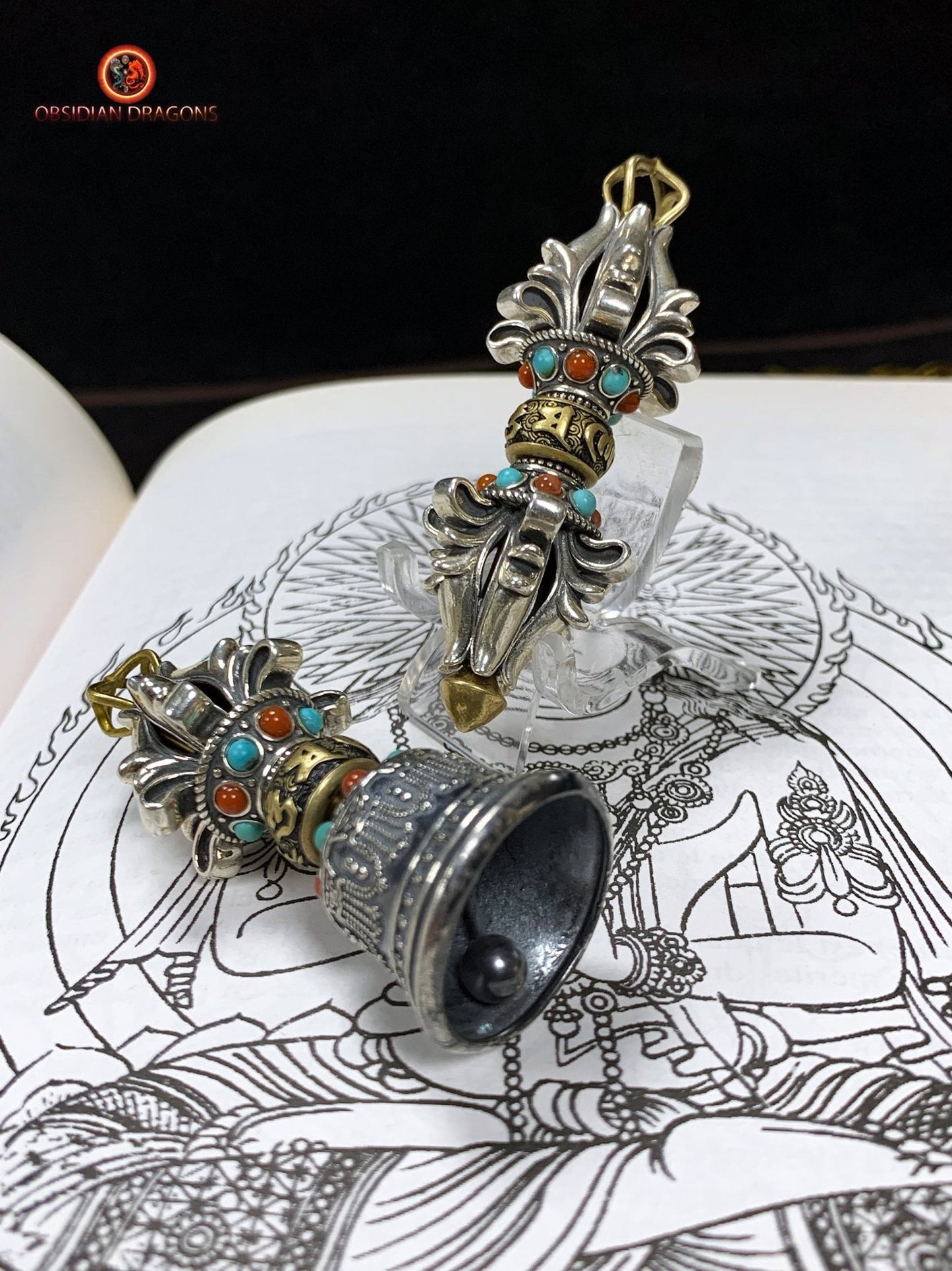 Dorje et Drilbou en Argent - Amulettes Rituelles Tibétaines | obsidian dragons