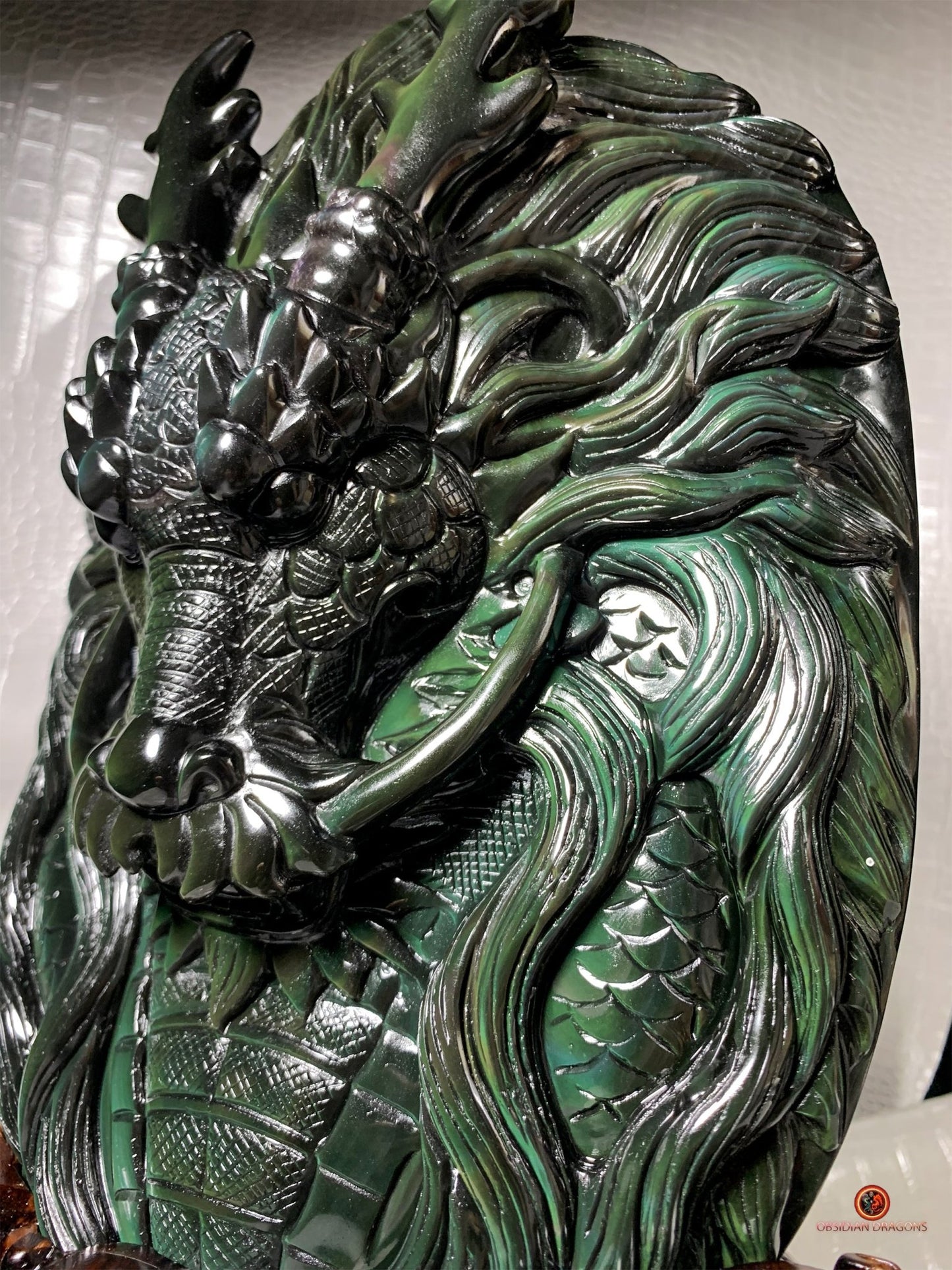 Dragon en obsidienne œil céleste-Sculpture rare et unique | obsidian dragons