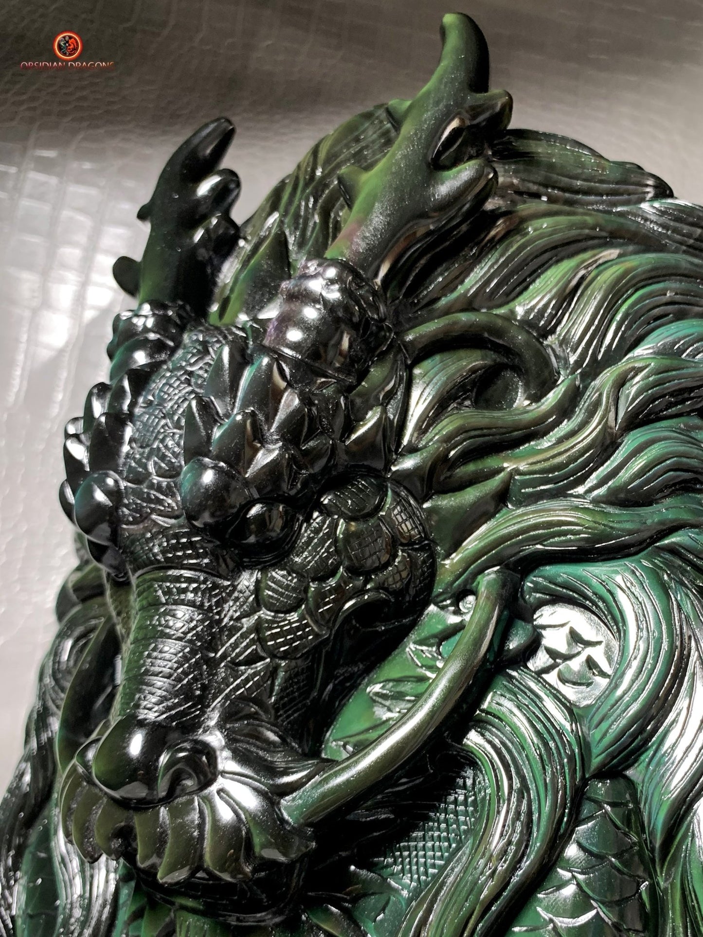 Dragon en obsidienne œil céleste-Sculpture rare et unique | obsidian dragons