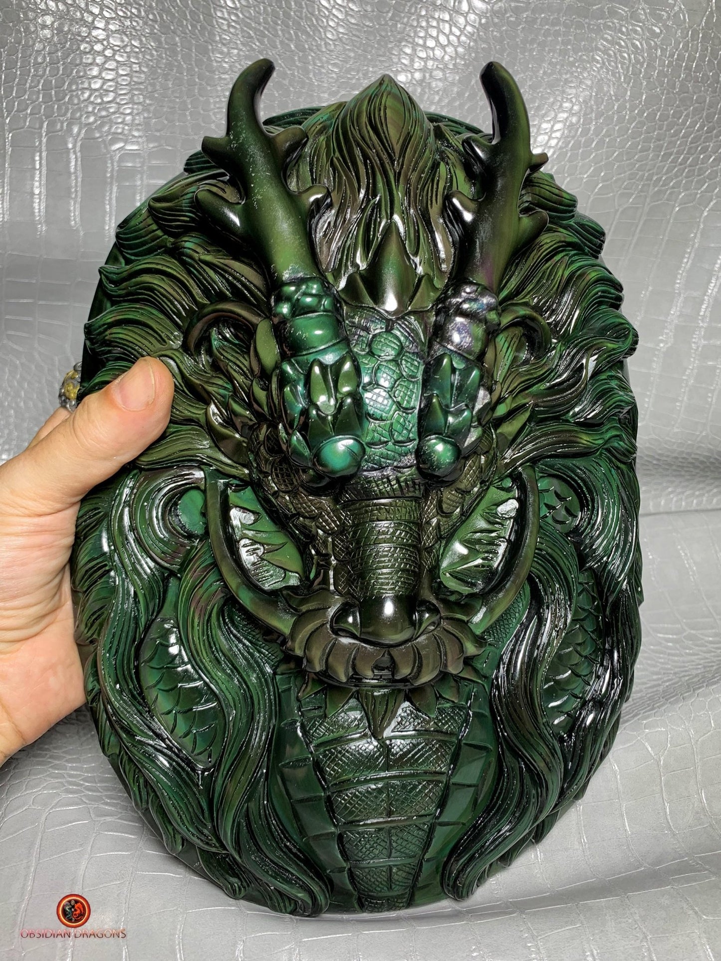 Dragon en obsidienne œil céleste-Sculpture rare et unique | obsidian dragons