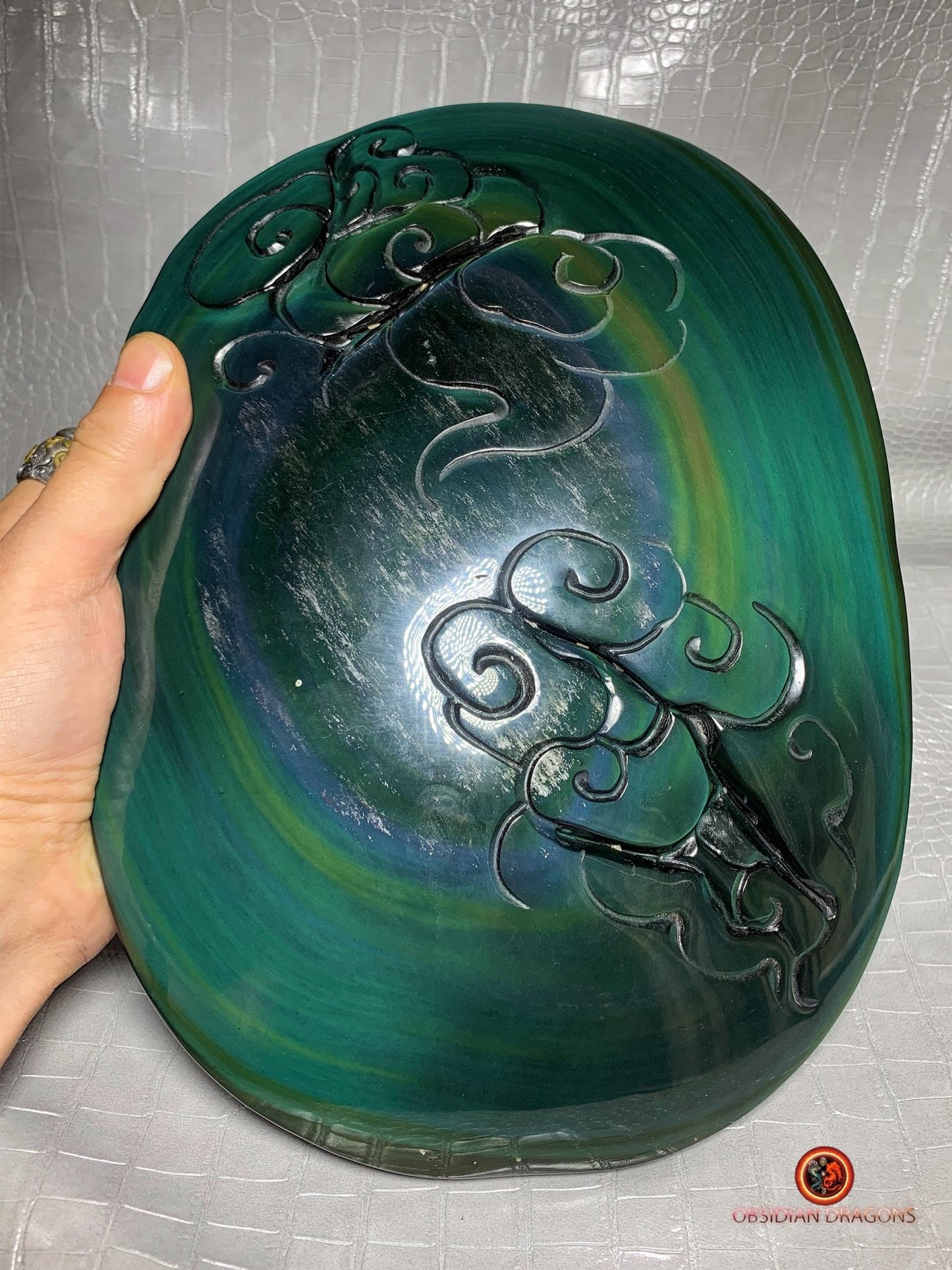 Dragon en obsidienne œil céleste-Sculpture rare et unique | obsidian dragons