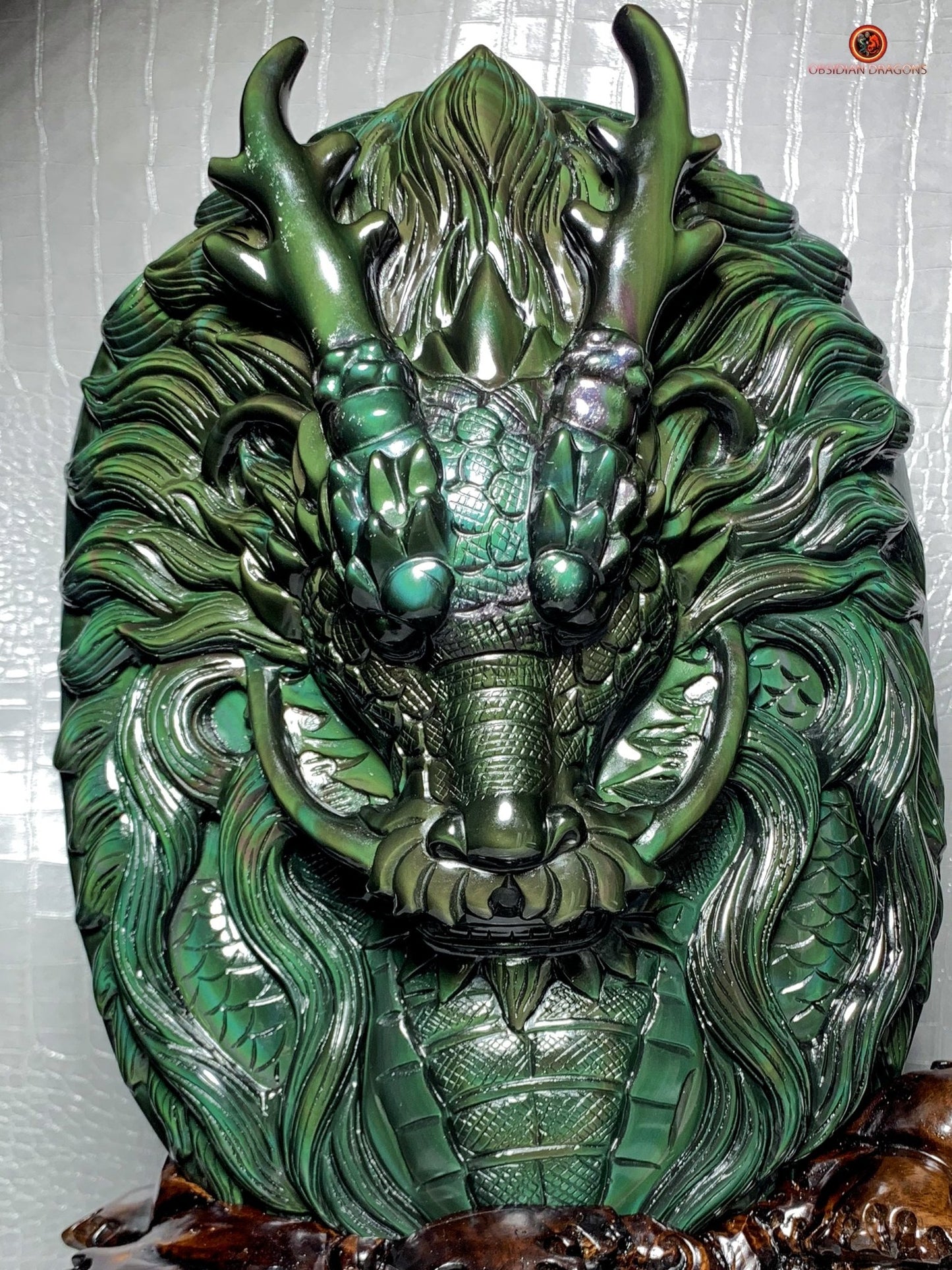 Dragon en obsidienne œil céleste-Sculpture rare et unique | obsidian dragons