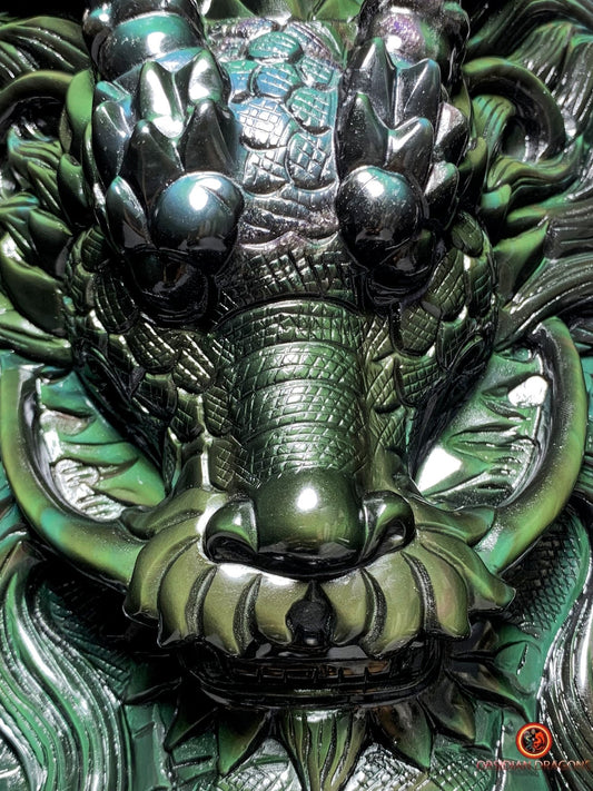 Dragon en obsidienne œil céleste-Sculpture rare et unique | obsidian dragons