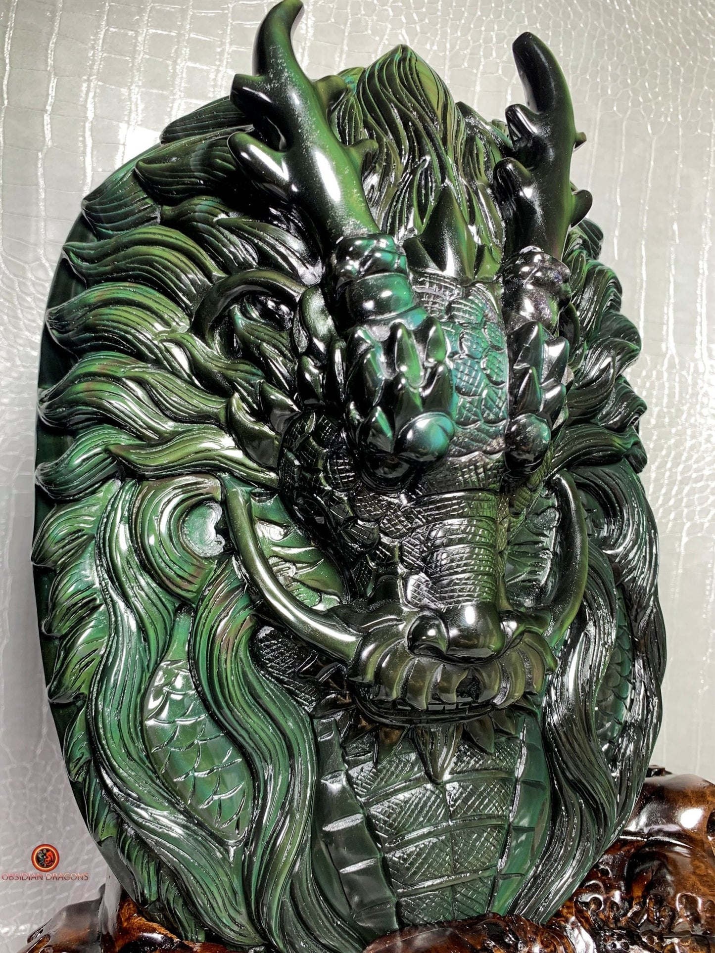 Dragon en obsidienne œil céleste-Sculpture rare et unique | obsidian dragons