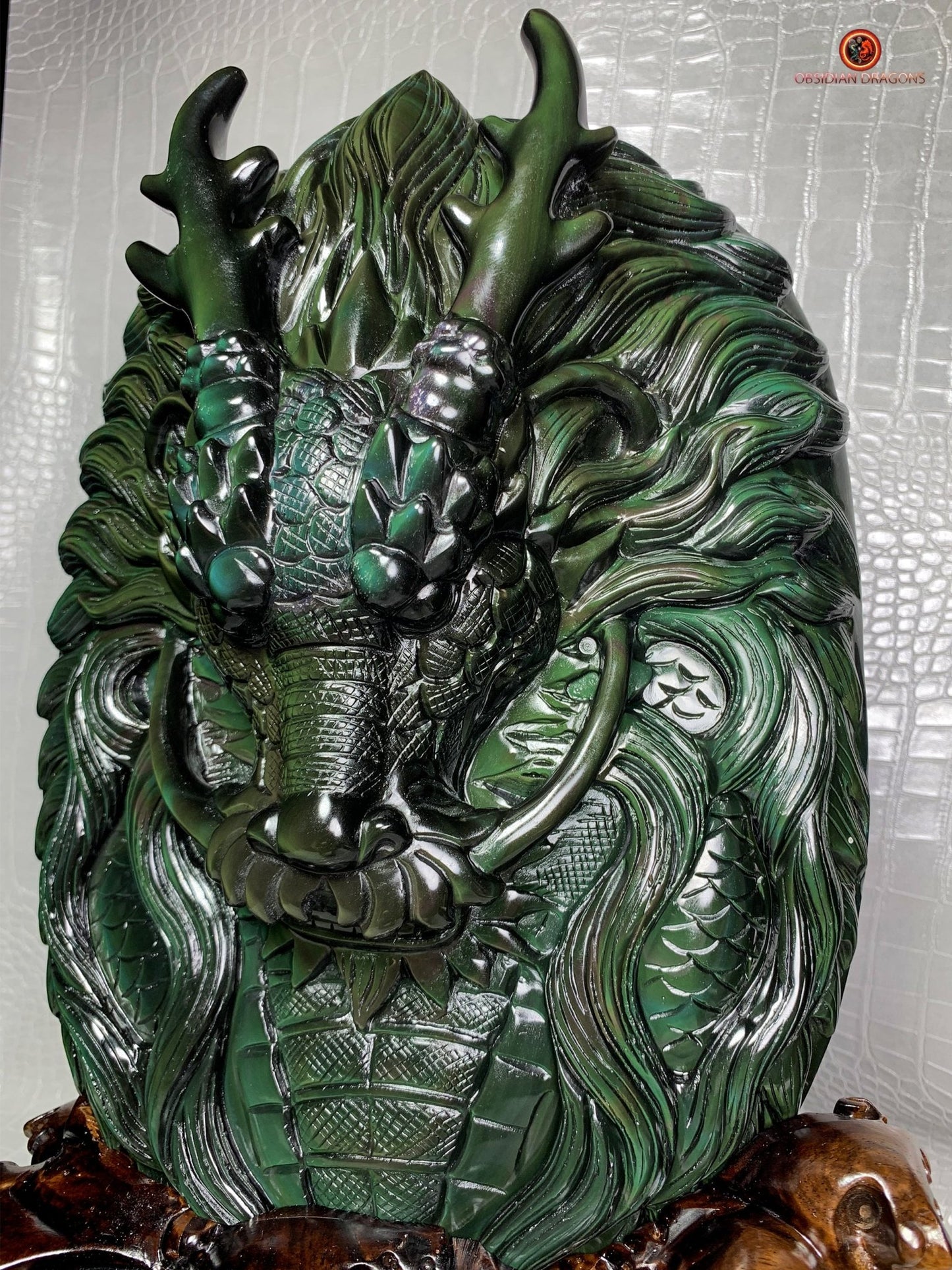 Dragon en obsidienne œil céleste-Sculpture rare et unique | obsidian dragons