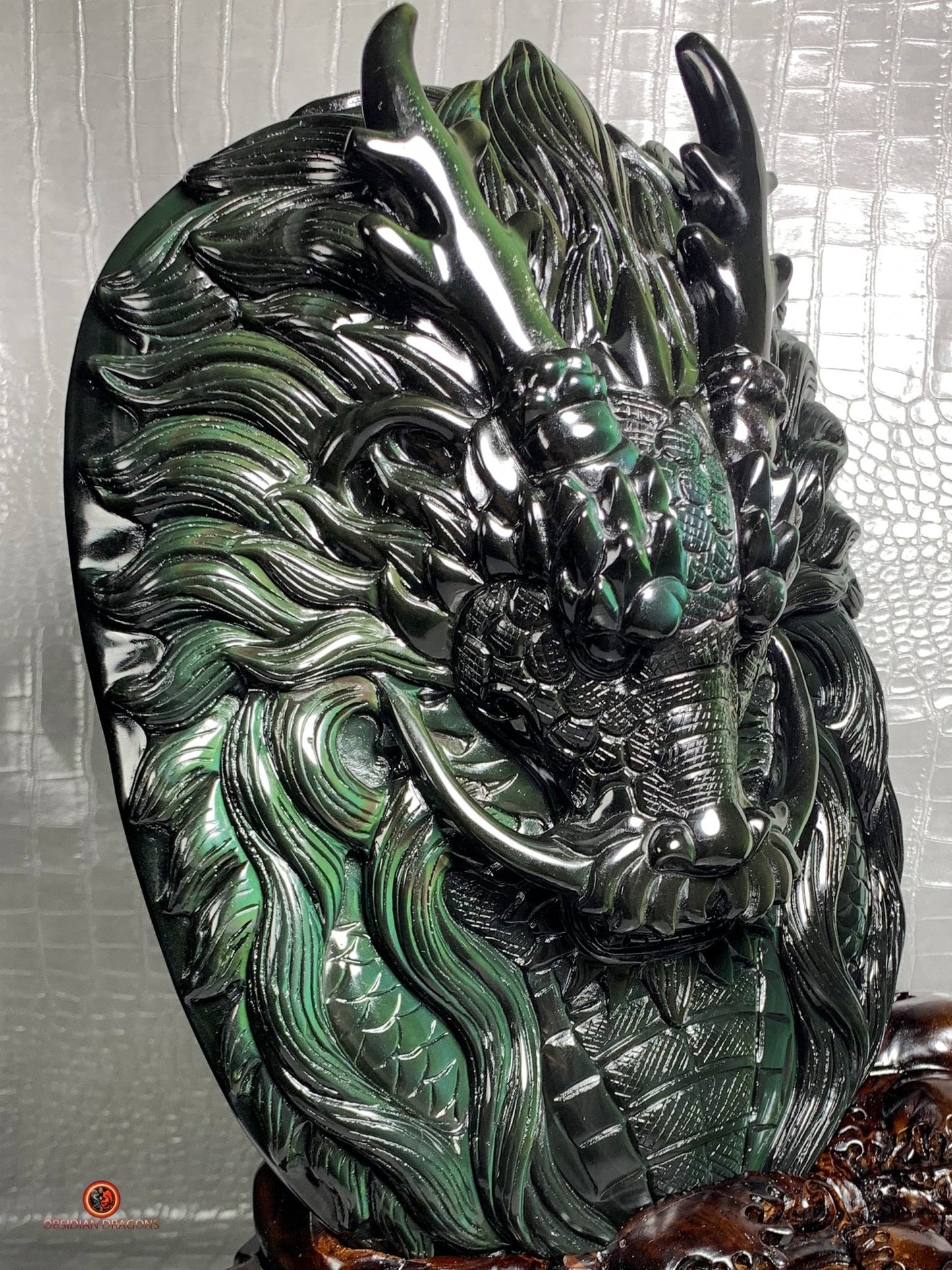 Dragon en obsidienne œil céleste-Sculpture rare et unique | obsidian dragons