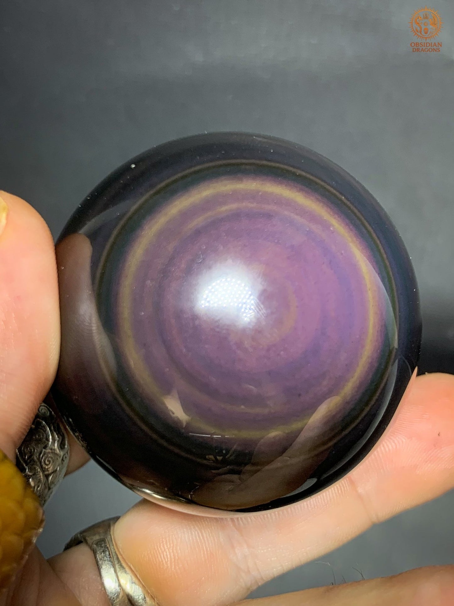 Exceptionnelle Sphère en Obsidienne Œil Céleste Rare - obsidian dragons