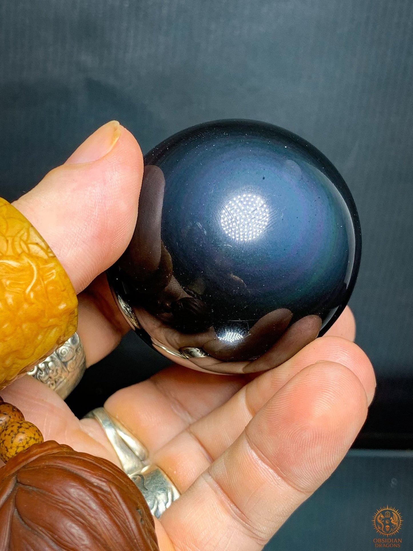Exceptionnelle Sphère en Obsidienne Œil Céleste - qualité prestige | obsidian dragons
