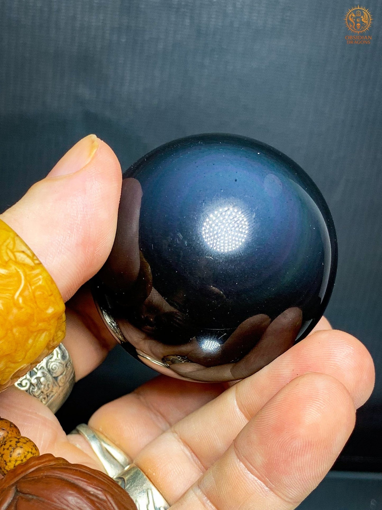 Exceptionnelle Sphère en Obsidienne Œil Céleste - qualité prestige - obsidian dragons