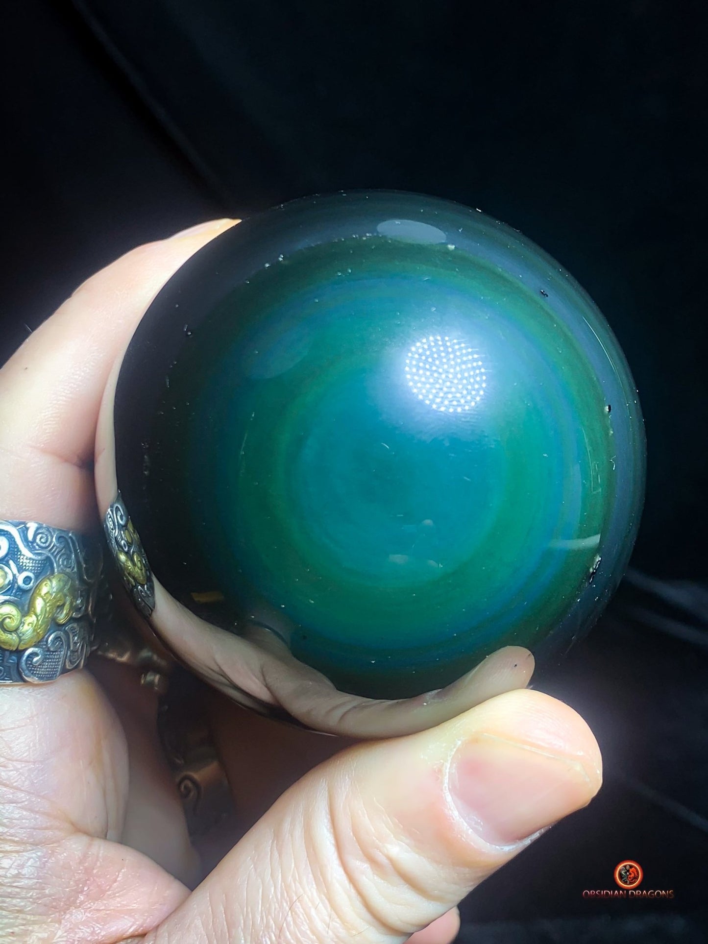 Exceptionnelle Sphère en Obsidienne œil Céleste - rare | obsidian dragons