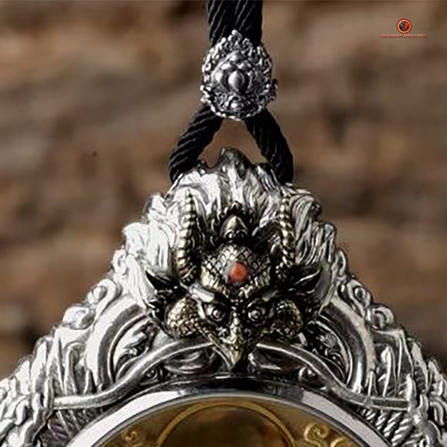 Ghau Bouddha Manjushri - Amulette Bouddhiste en Argent et or | obsidian dragons