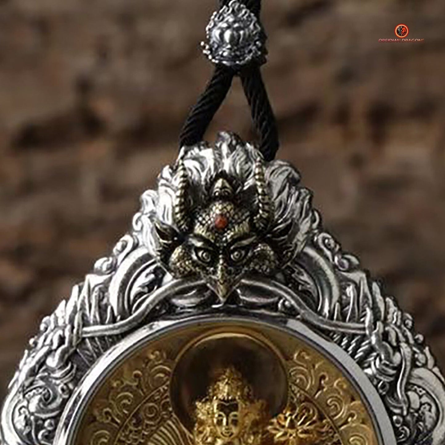 Ghau Bouddha Samantabhadra - Amulette Bouddhiste en Argent et or | obsidian dragons