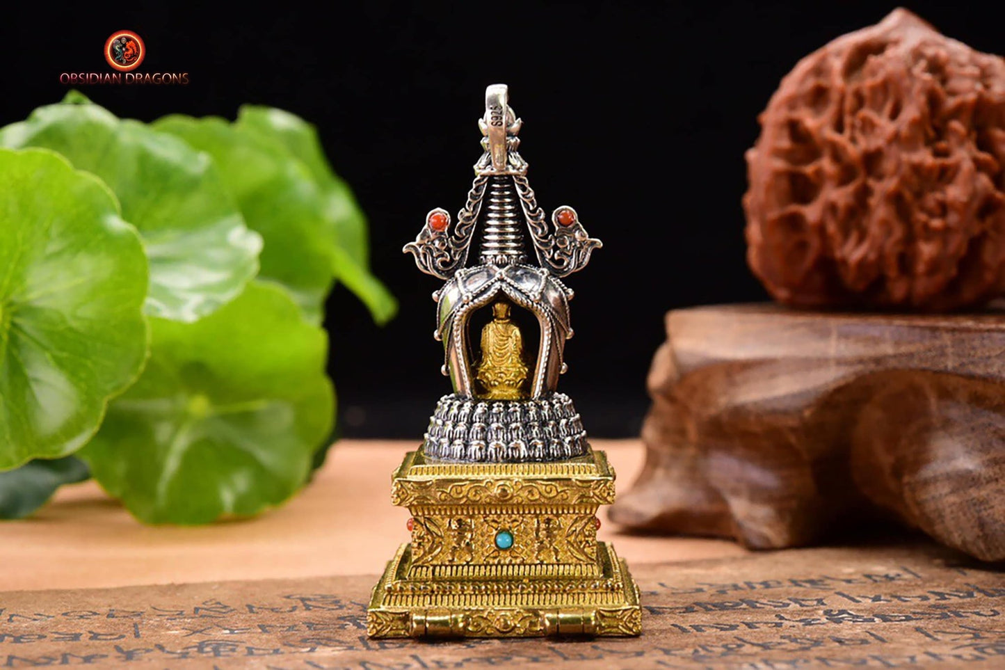 Ghau Bouddhiste - Reliquaire Stupa - Autel de voyage | obsidian dragons