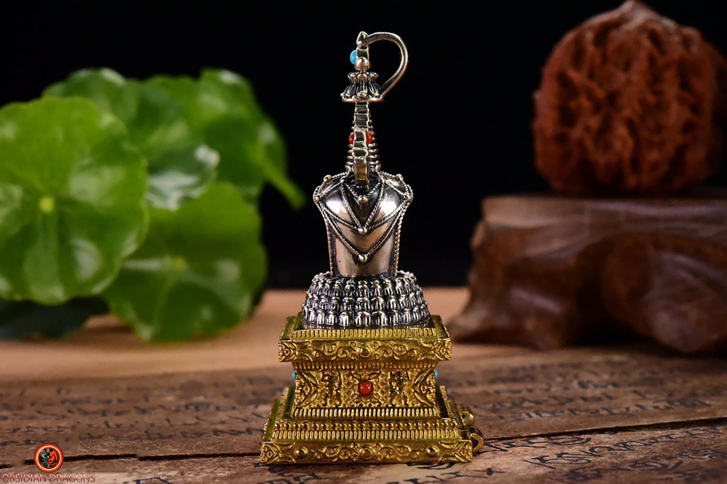 Ghau Bouddhiste - Reliquaire Stupa - Autel de voyage | obsidian dragons