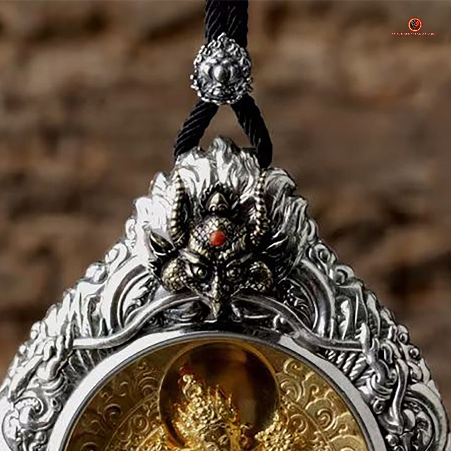 Ghau de Tara Blanche- Amulette Bouddhiste en Argent et or | obsidian dragons