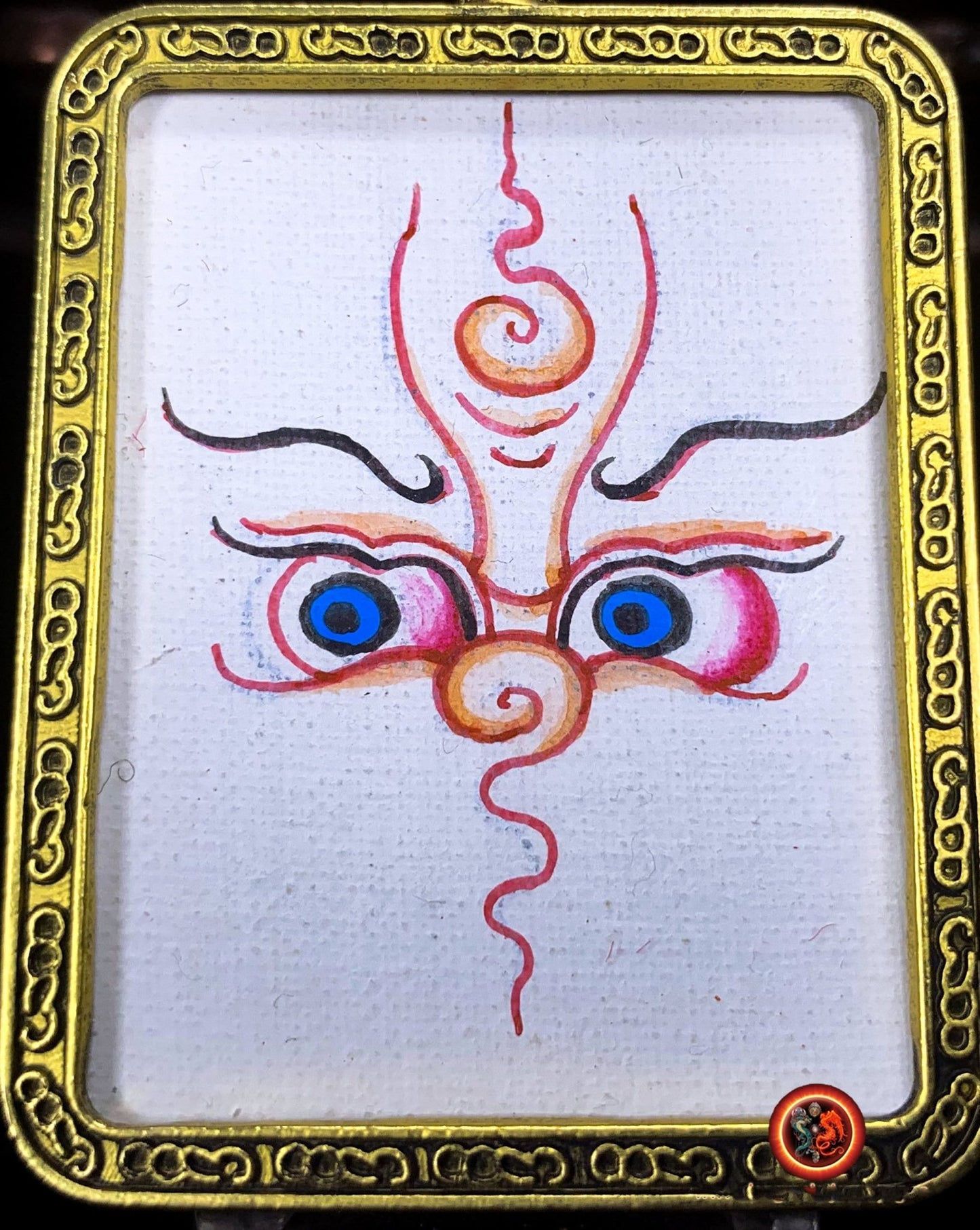Ghau tibétain - Yeux de Bouddha - Tangka peint | obsidian dragons