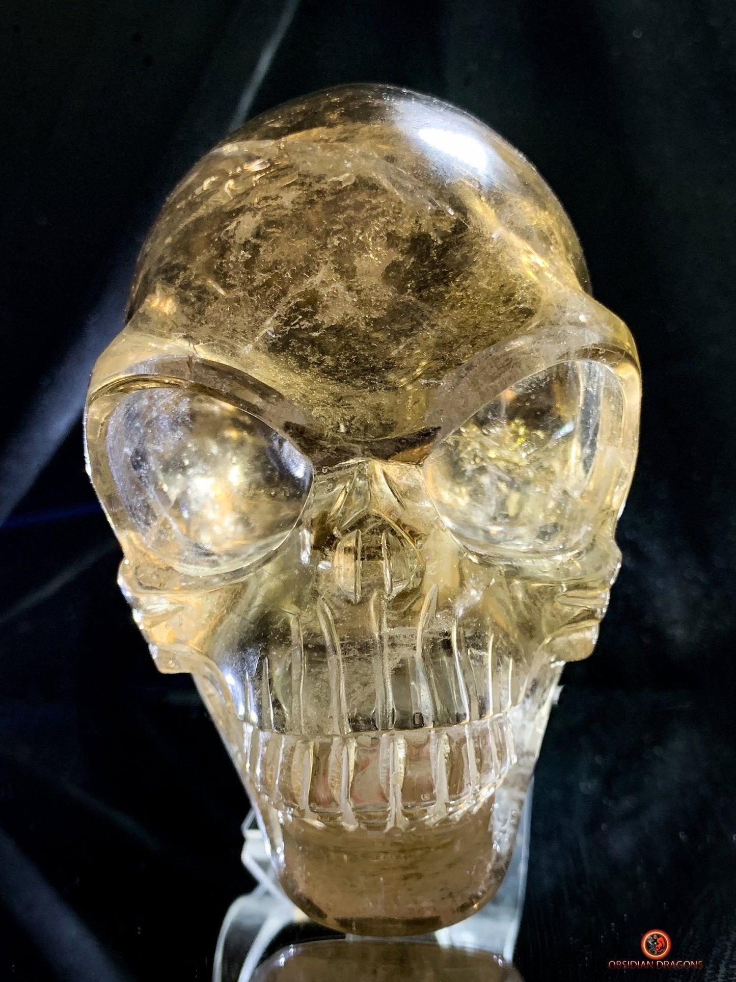Grand Crâne de Cristal Alien Allongé – Quartz Fumé - 2,16kg | obsidian dragons