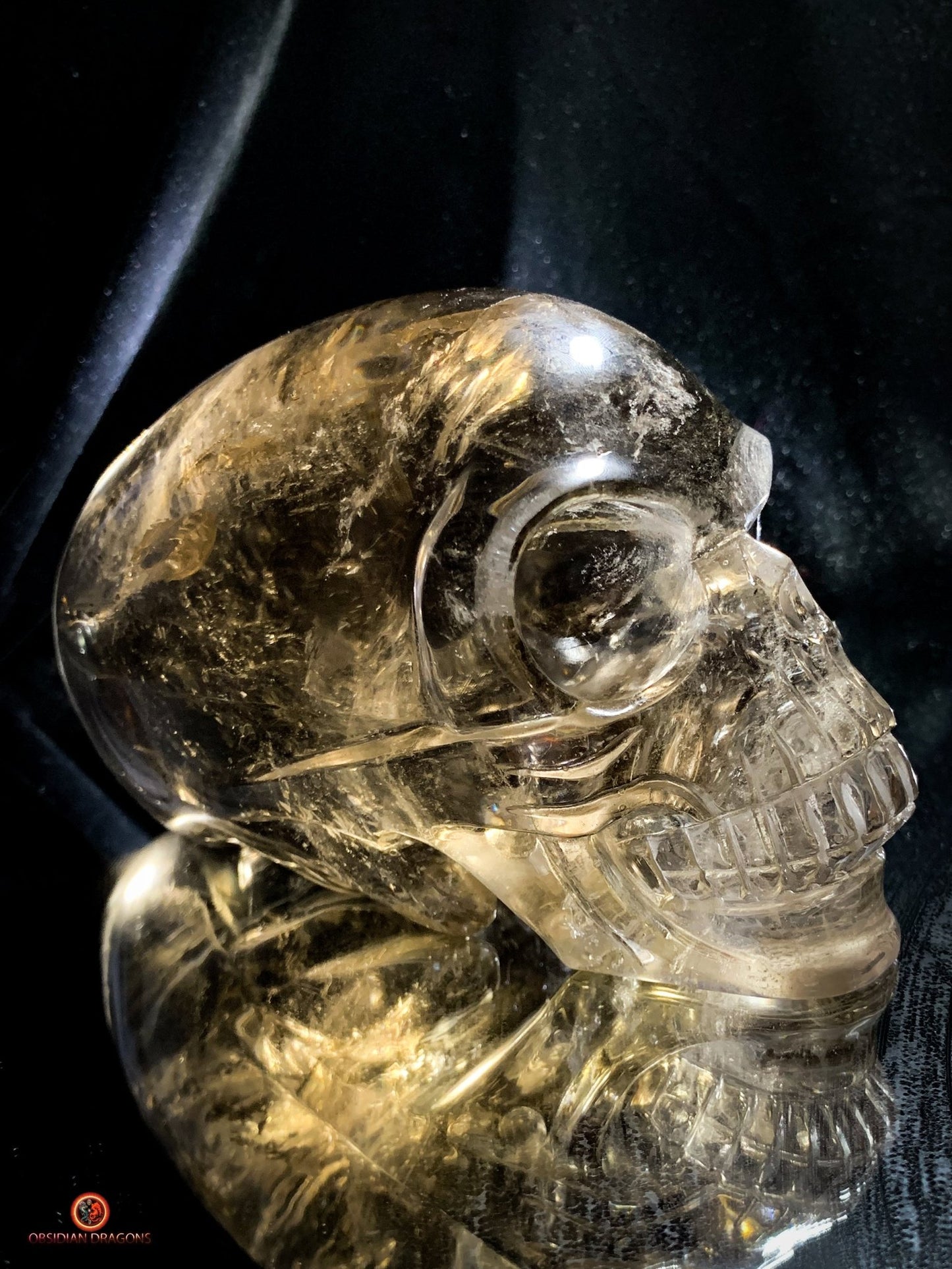 Grand Crâne de Cristal Alien Allongé – Quartz Fumé - 2,16kg | obsidian dragons