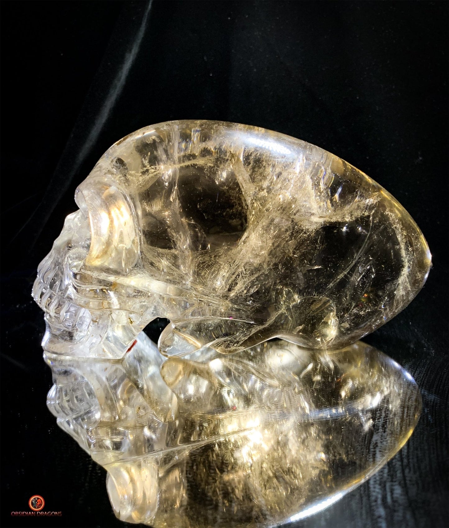 Grand Crâne de Cristal Alien Allongé – Quartz Fumé - 2,16kg | obsidian dragons