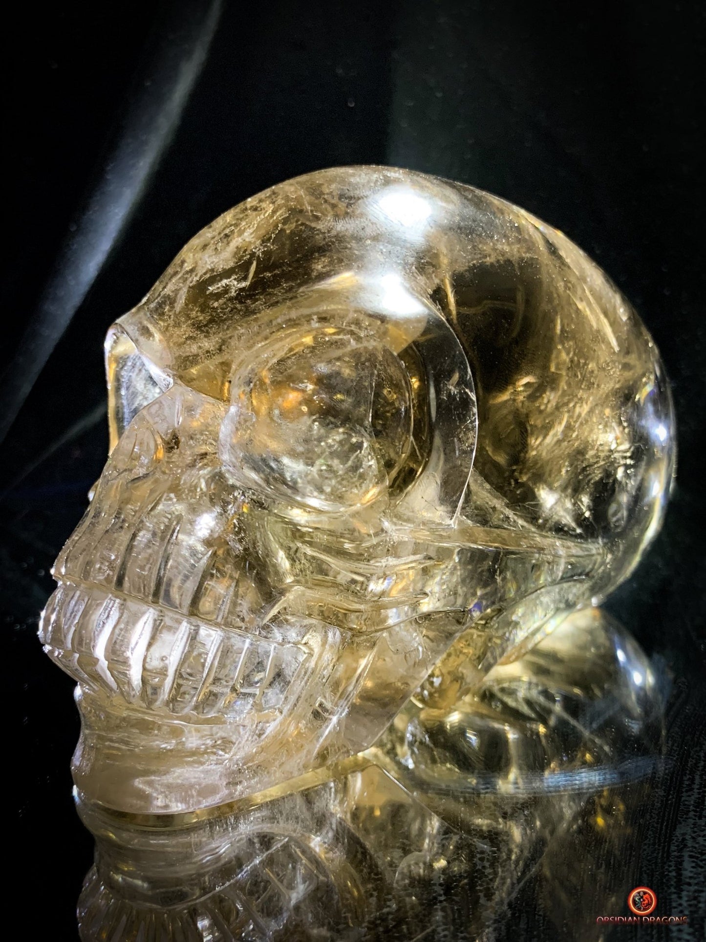 Grand Crâne de Cristal Alien Allongé – Quartz Fumé - 2,16kg - obsidian dragons