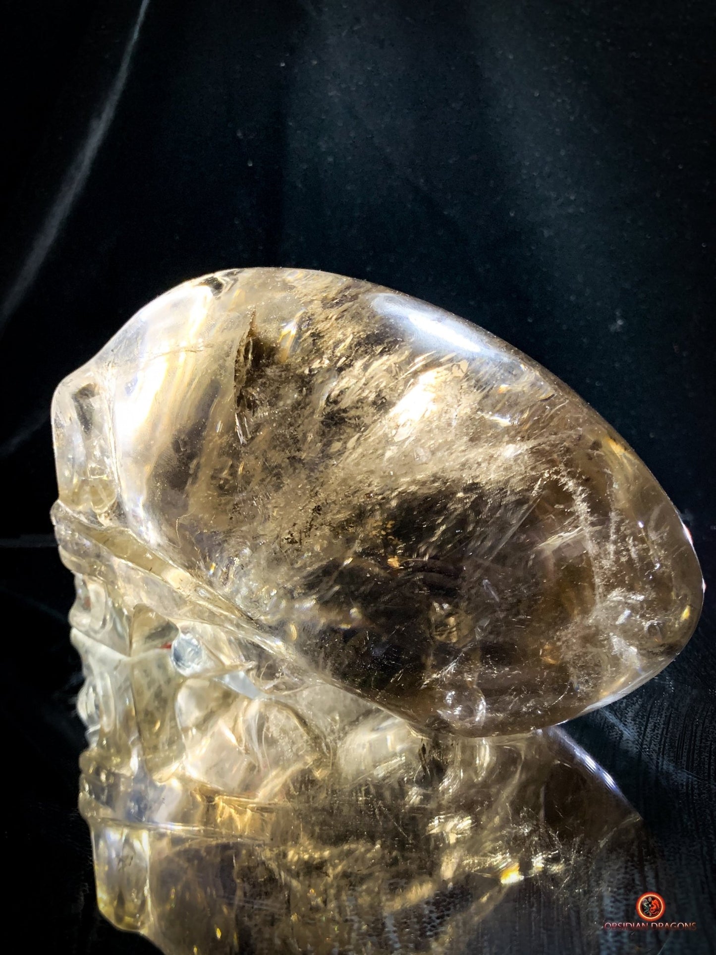 Grand Crâne de Cristal Alien Allongé – Quartz Fumé - 2,16kg - obsidian dragons