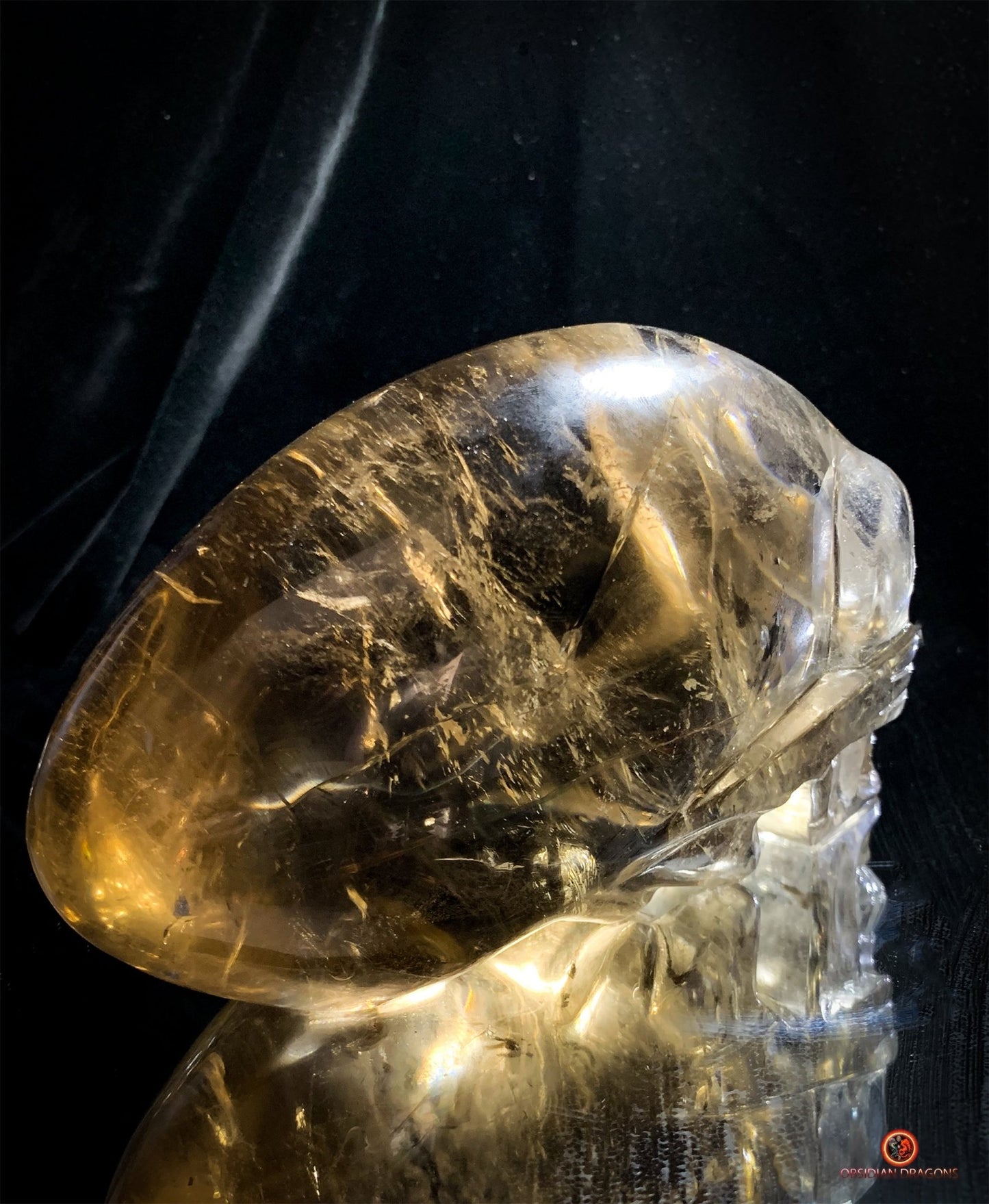 Grand Crâne de Cristal Alien Allongé – Quartz Fumé - 2,16kg - obsidian dragons