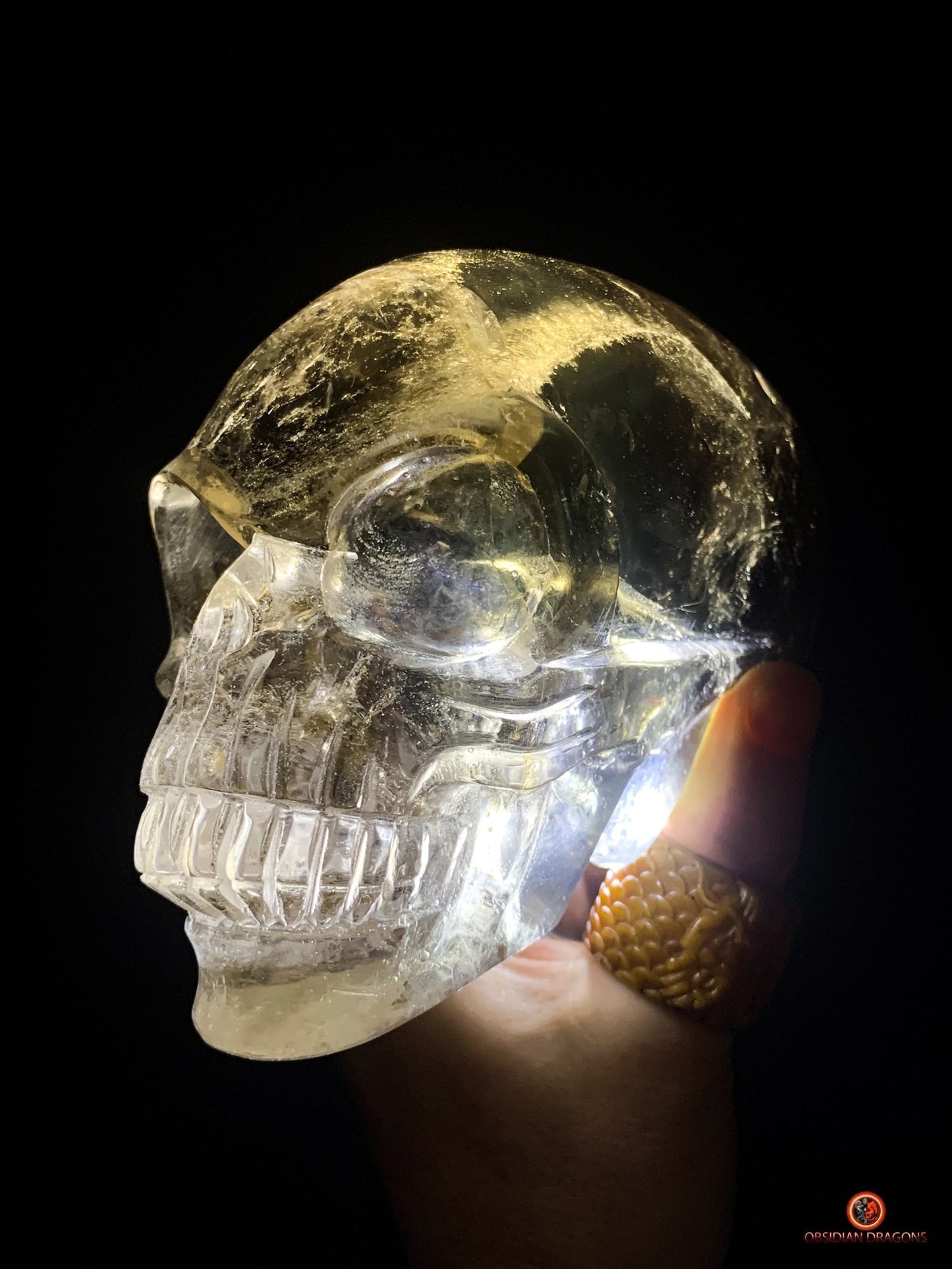 Grand Crâne de Cristal Alien Allongé – Quartz Fumé - 2,16kg - obsidian dragons