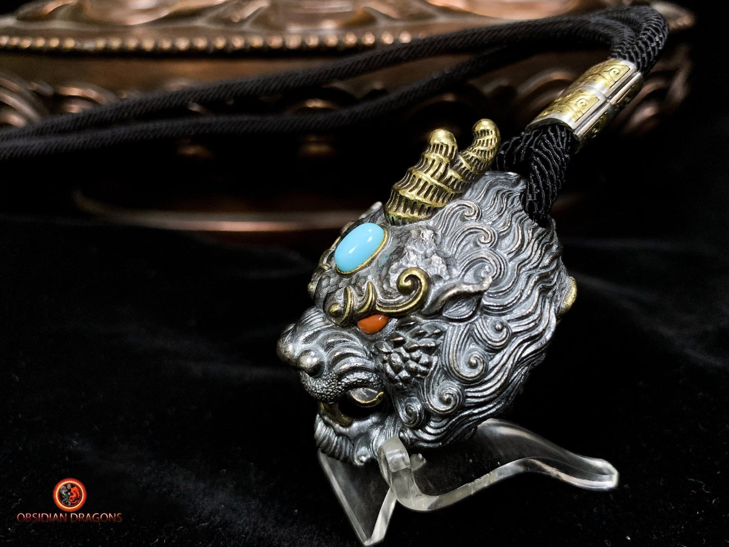 Grand Pendentif Pixiu en Argent - Protection Feng Shui et Chance | obsidian dragons