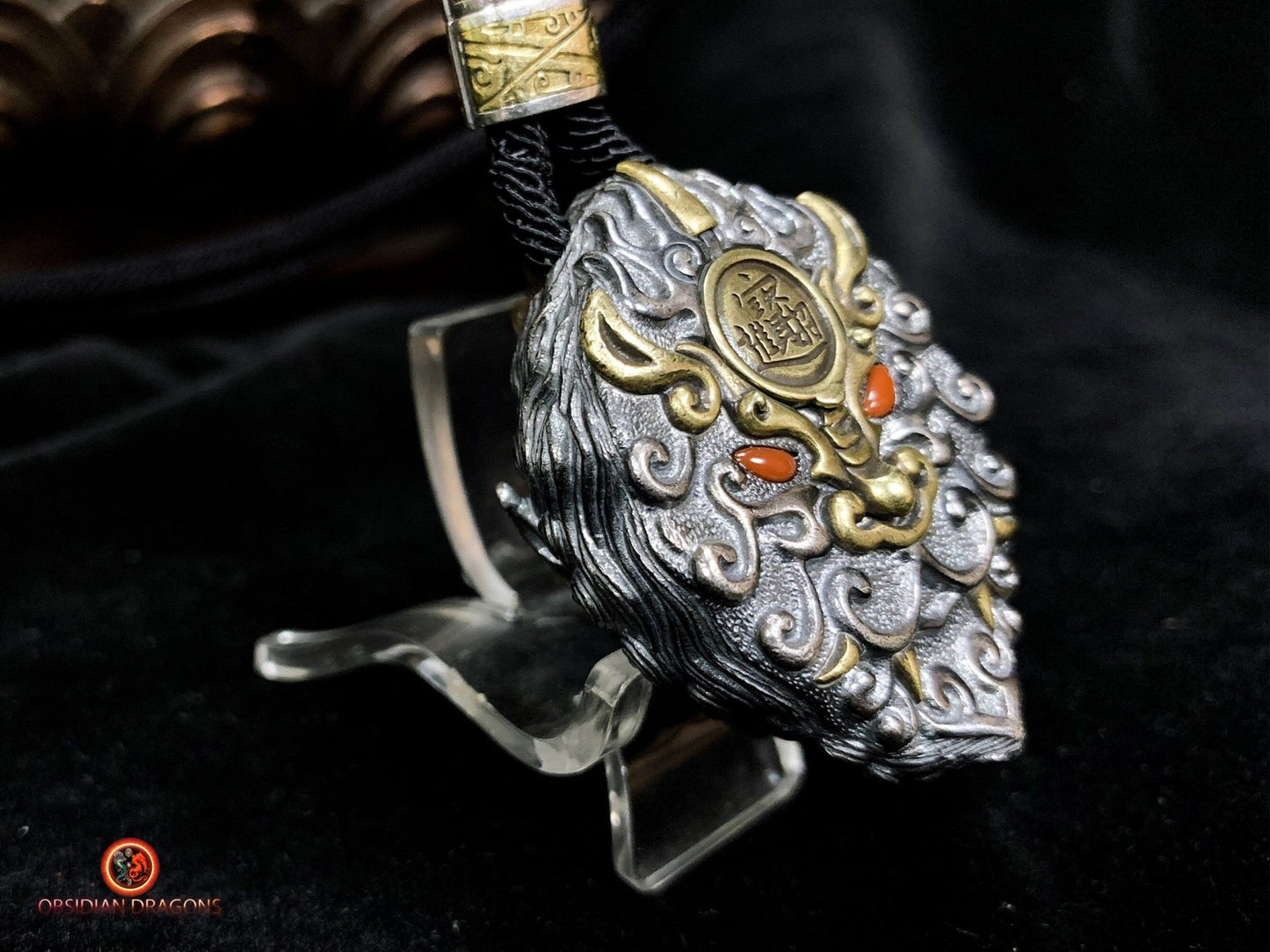 Grand Pendentif Pixiu en Argent - Protection Feng Shui et Chance | obsidian dragons