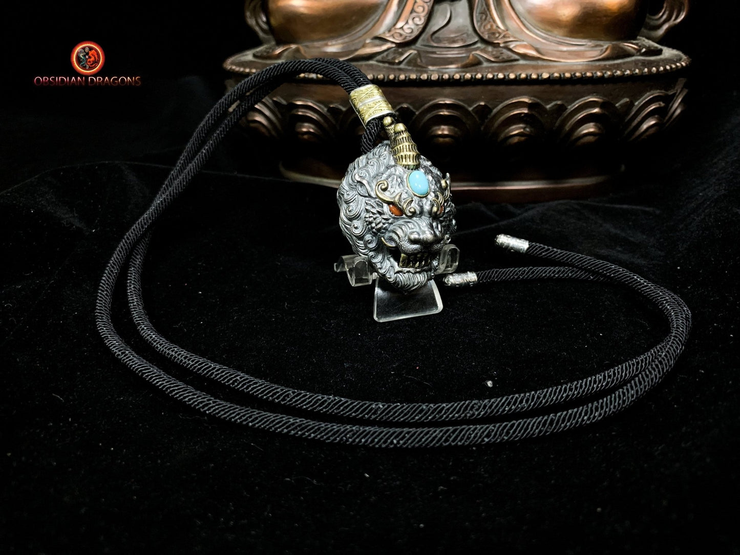 Grand Pendentif Pixiu en Argent - Protection Feng Shui et Chance | obsidian dragons