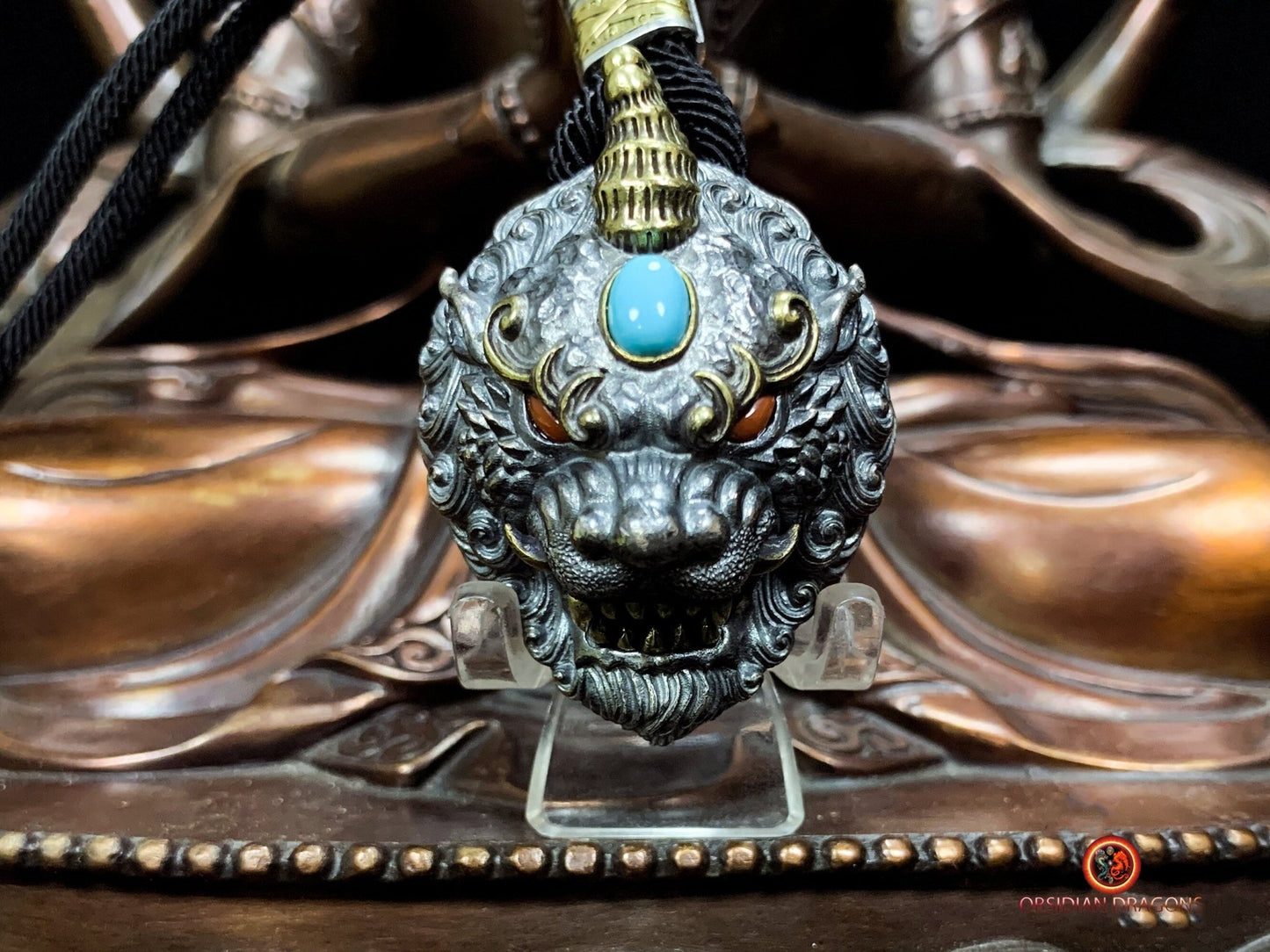 Grand Pendentif Pixiu en Argent - Protection Feng Shui et Chance | obsidian dragons