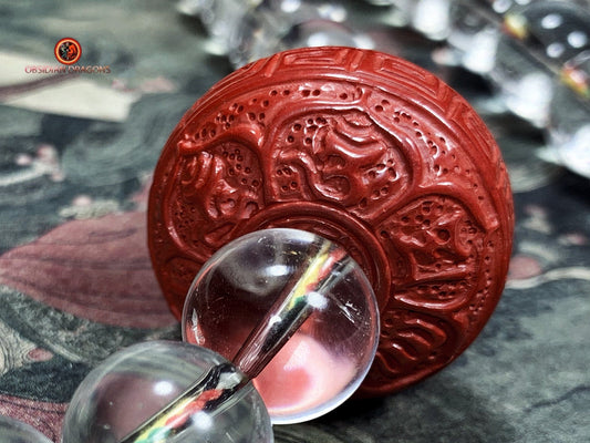 Grand mala en cristal de roche de purification - Phurba | obsidian dragons