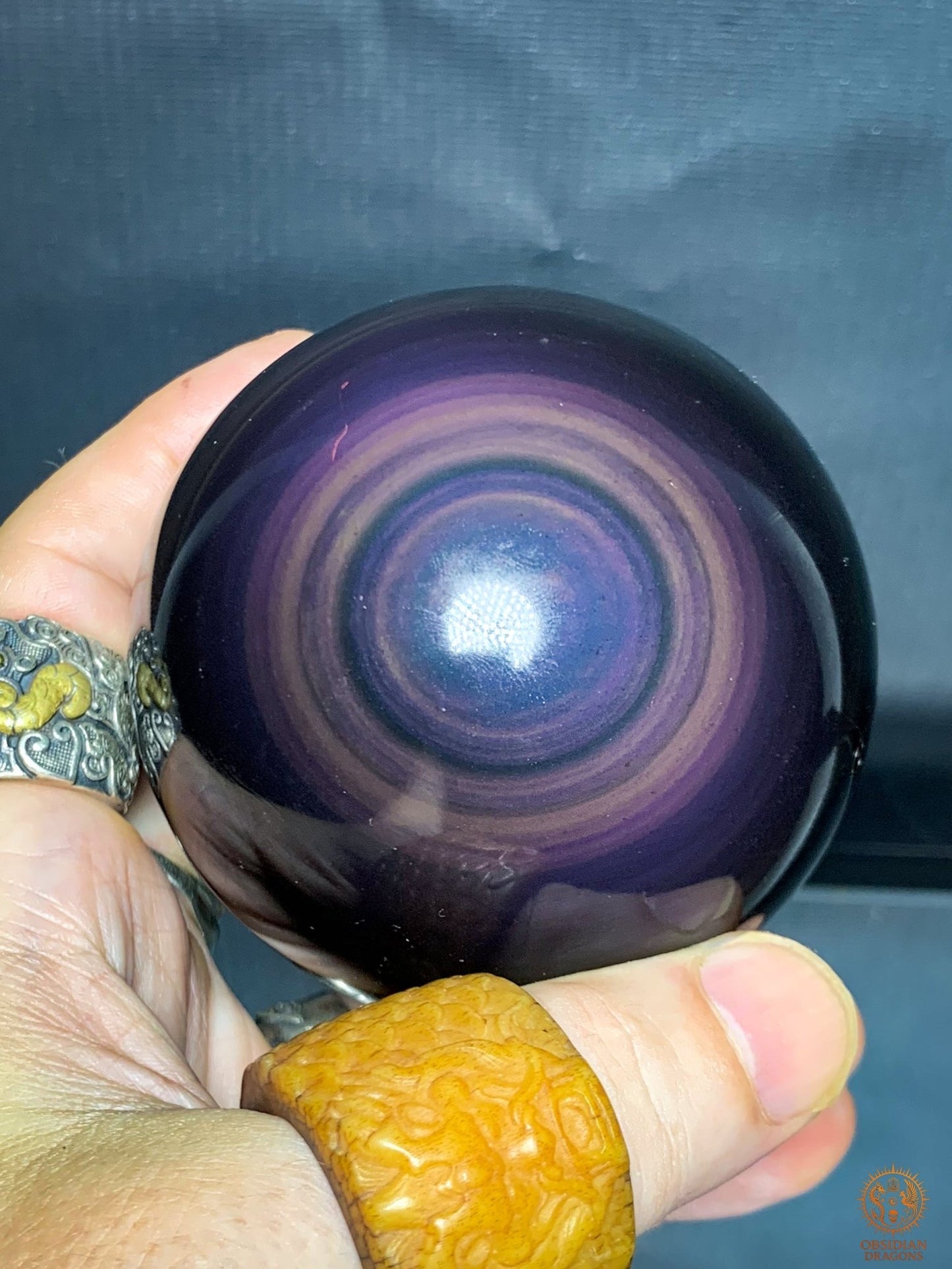 Grande Sphère en Obsidienne Œil Céleste Exceptionnelle - obsidian dragons