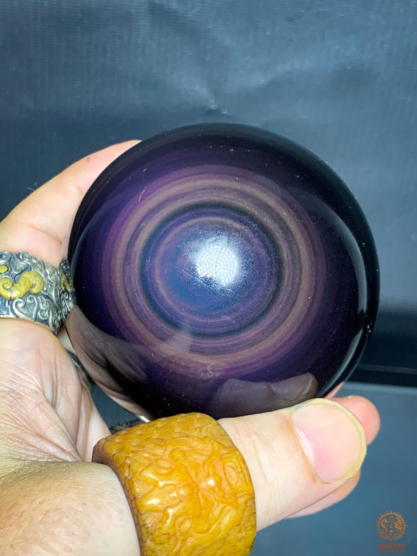 Grande Sphère en Obsidienne Œil Céleste Exceptionnelle | obsidian dragons