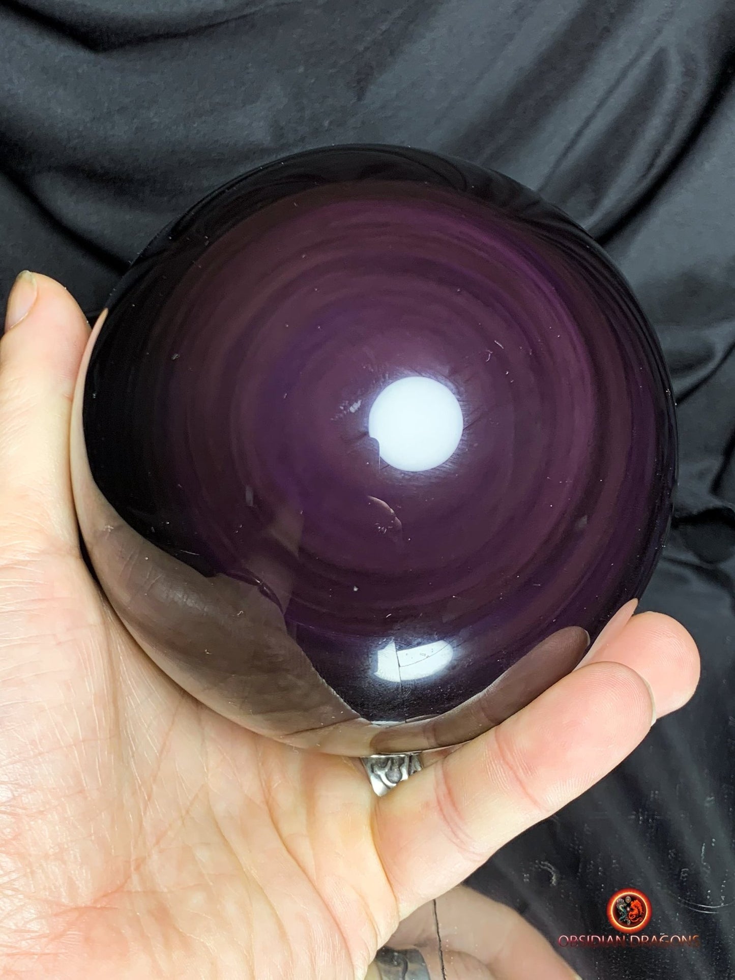 Grande sphère en Obsidienne Œil Céleste - Diamètre 11.14 cm - 1.729 kg | obsidian dragons