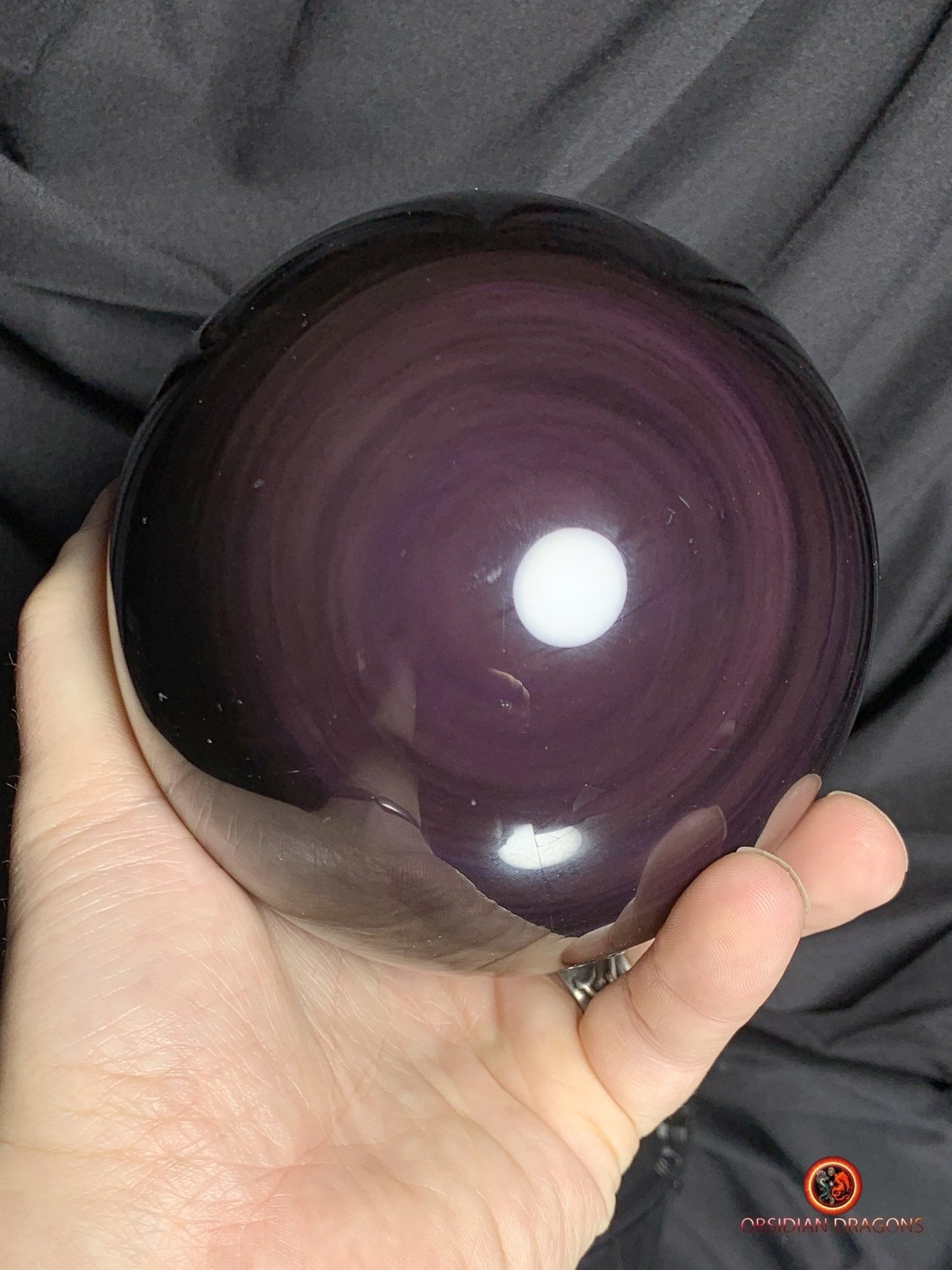Grande sphère en Obsidienne Œil Céleste - Diamètre 11.14 cm - 1.729 kg | obsidian dragons