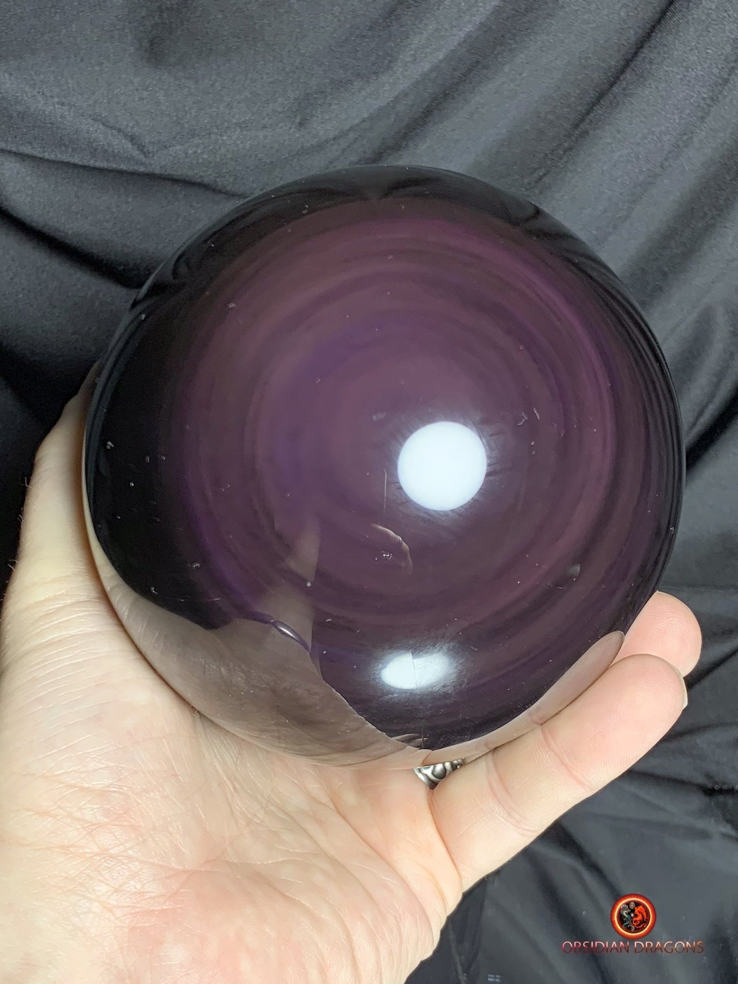 Grande sphère en Obsidienne Œil Céleste - Diamètre 11.14 cm - 1.729 kg | obsidian dragons