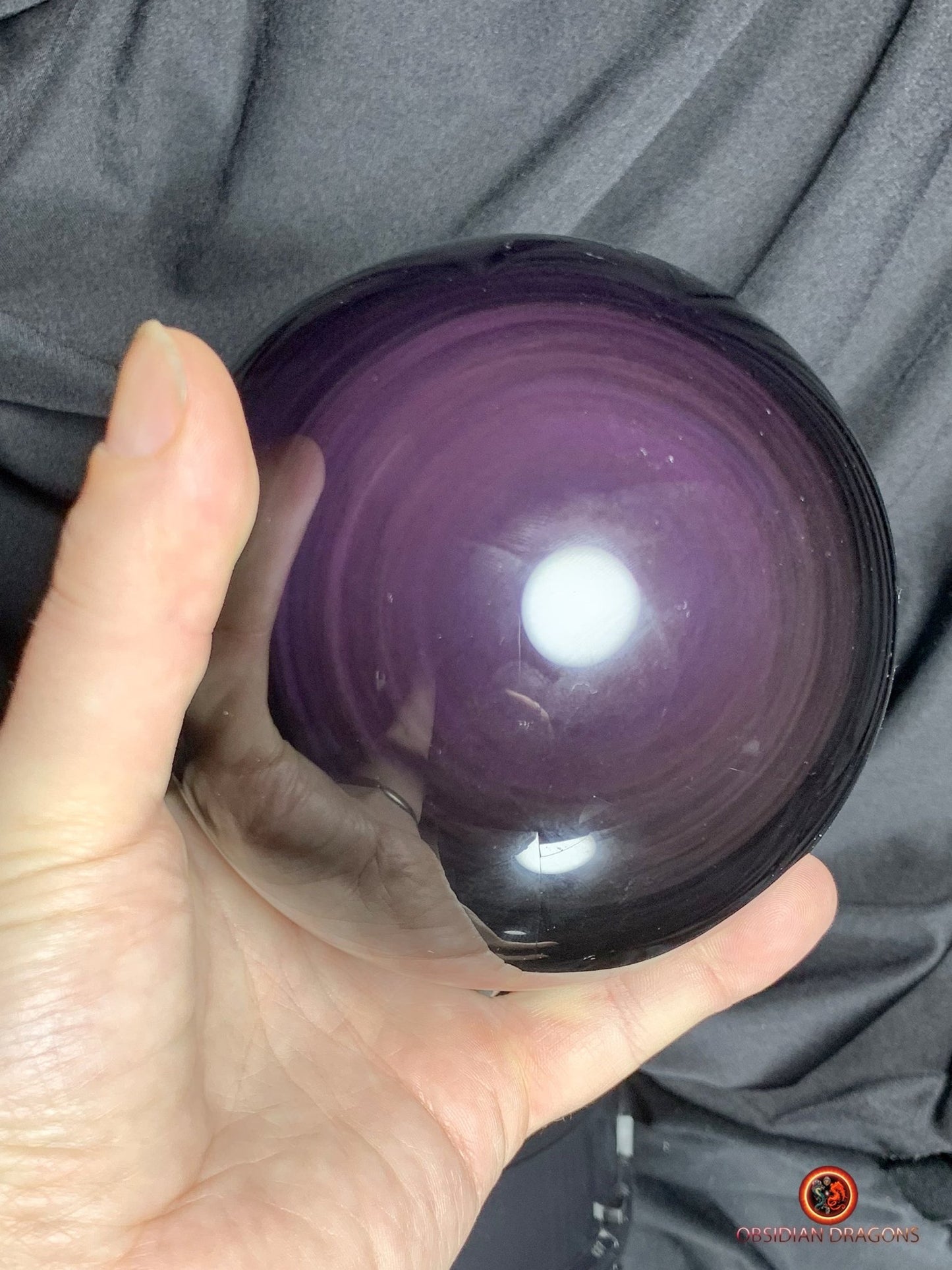 Grande sphère en Obsidienne Œil Céleste - Diamètre 11.14 cm - 1.729 kg | obsidian dragons